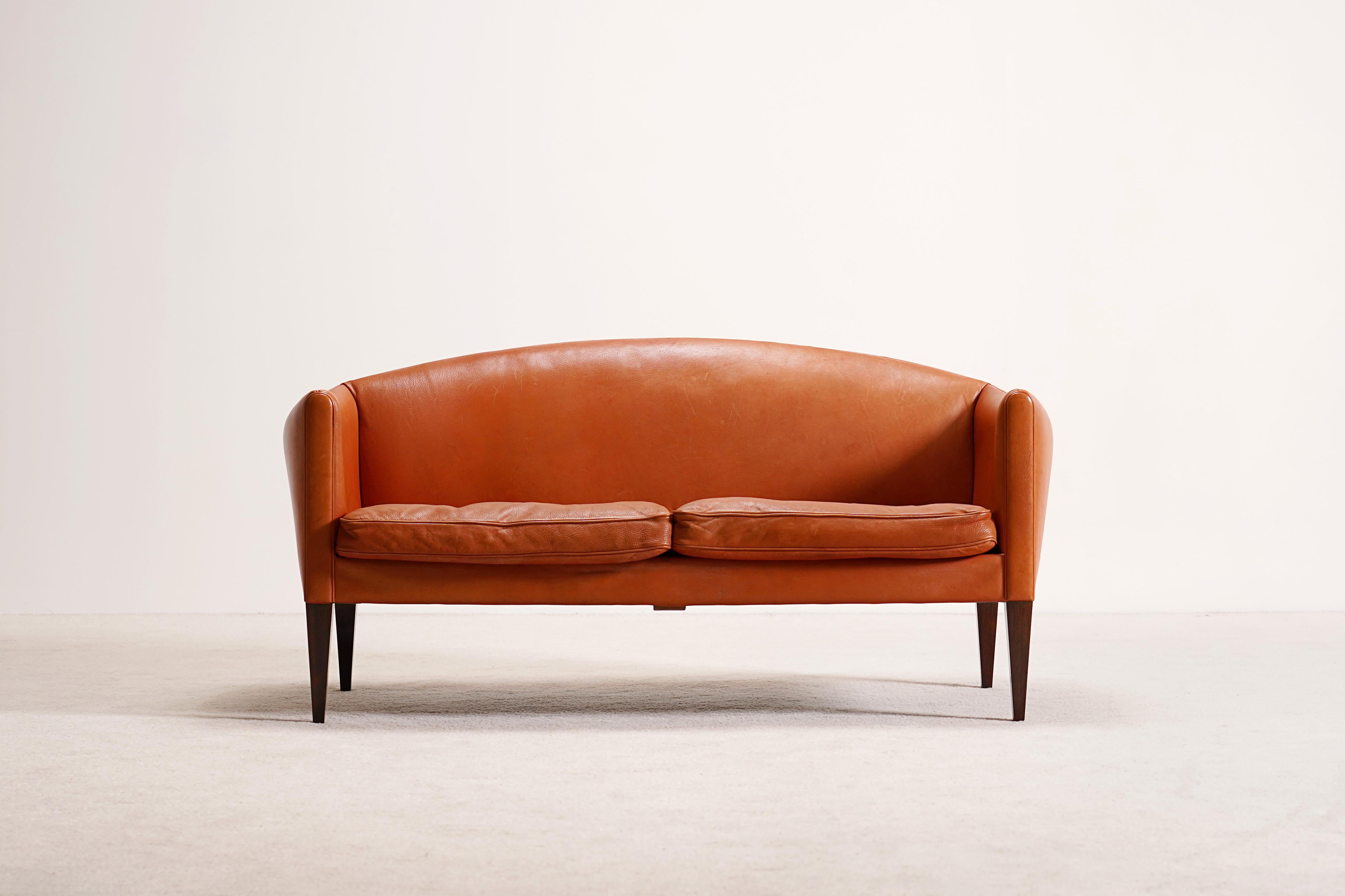 Scandinavian Modern Illum Wikkelsø, Leather Sofa for Holger Christiansen, Denmark, 1960 For Sale