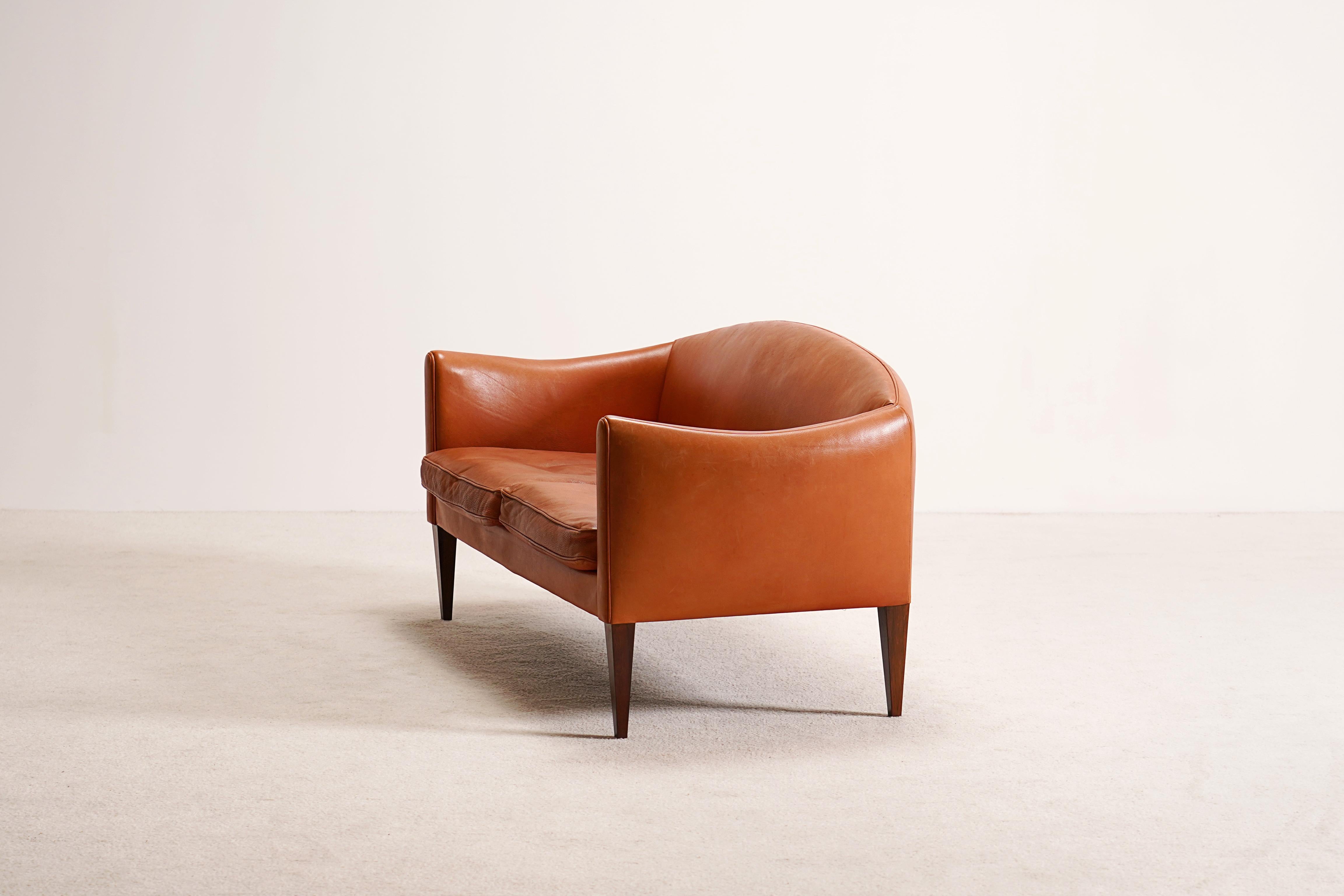 Mid-20th Century Illum Wikkelsø, Leather Sofa for Holger Christiansen, Denmark, 1960 For Sale
