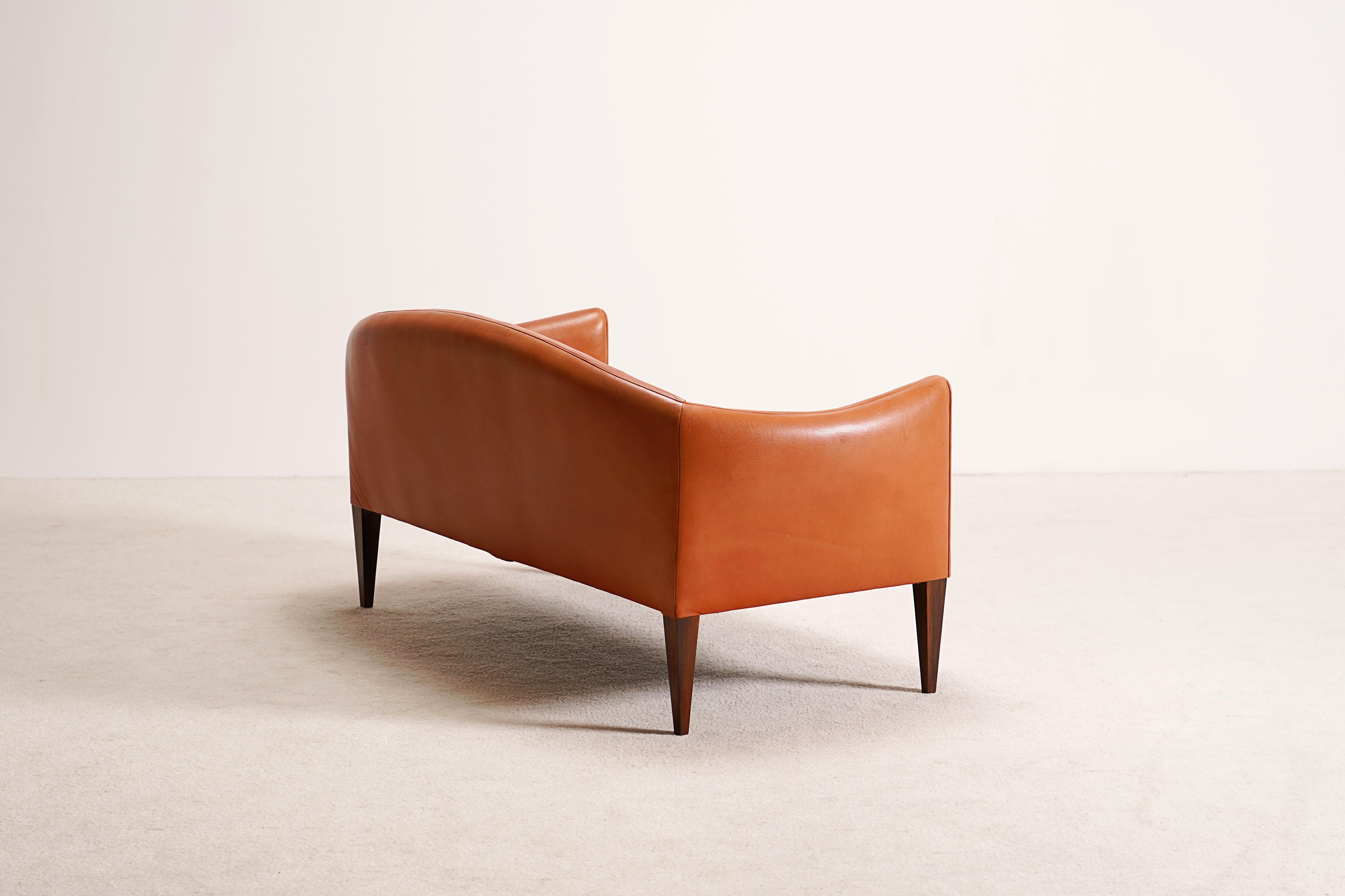 Illum Wikkelsø, Leather Sofa for Holger Christiansen, Denmark, 1960 For Sale 1