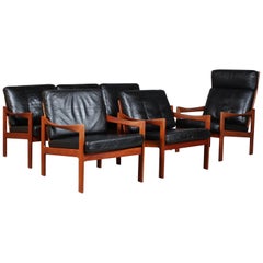 Illum Wikkelsø Living Room Set, Three Seater Sofa and highback lounge chair