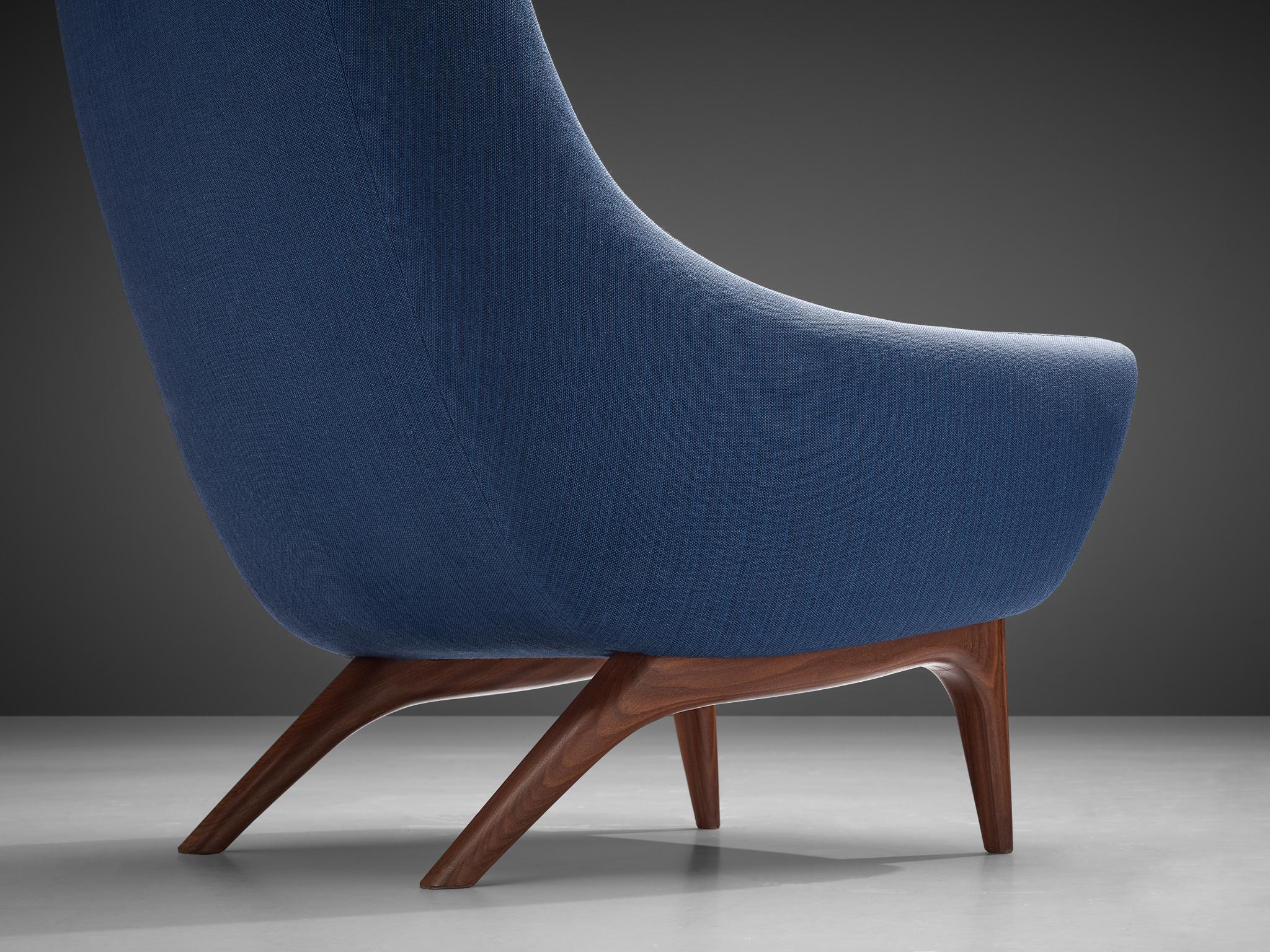 Scandinavian Modern Illum Wikkelsø for A. Mikael Laursen & Søn Lounge Chair in Blue Upholstery