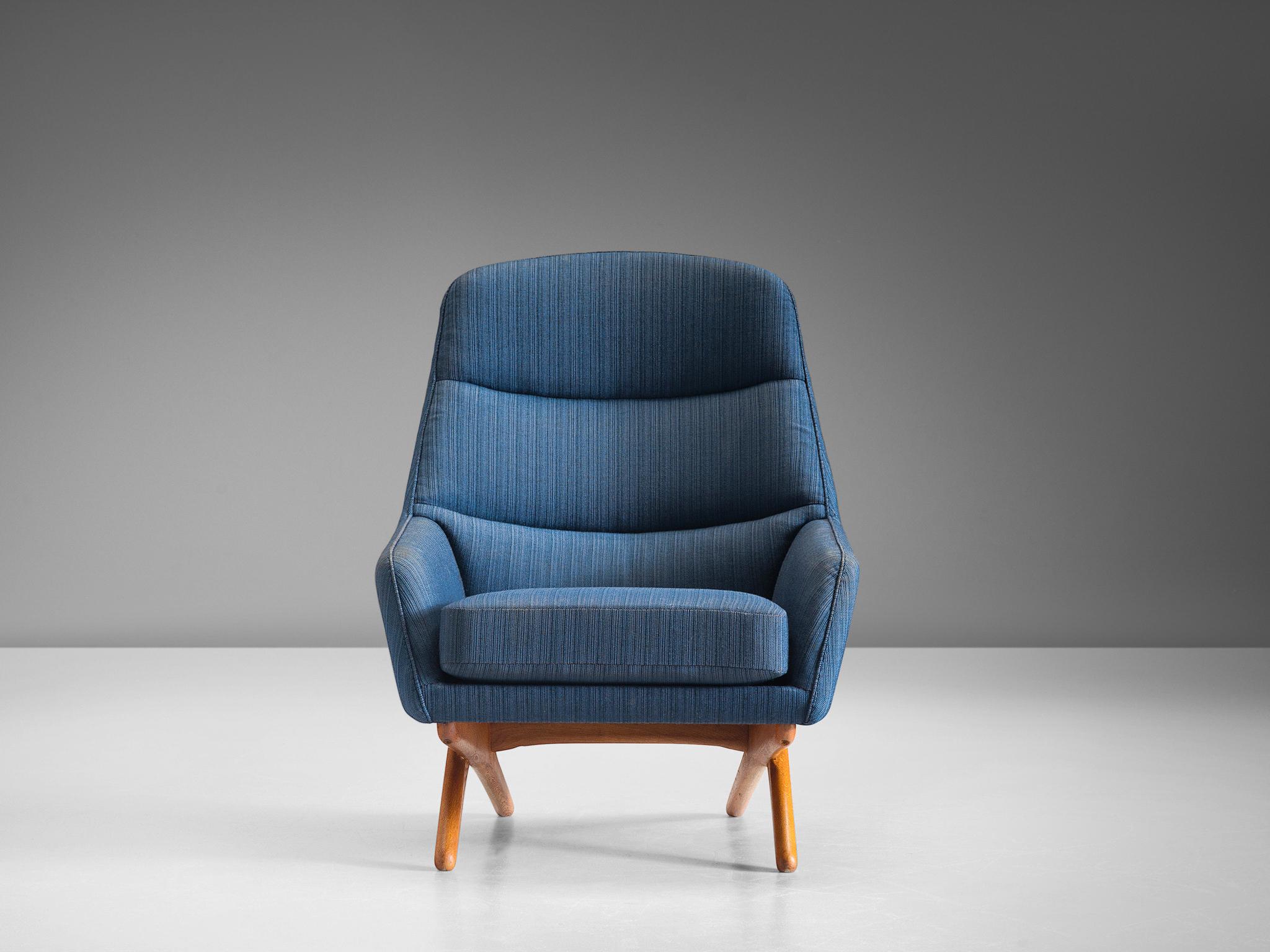 Scandinave moderne Chaise longue Illum Wikkelsø en tissu bleu en vente