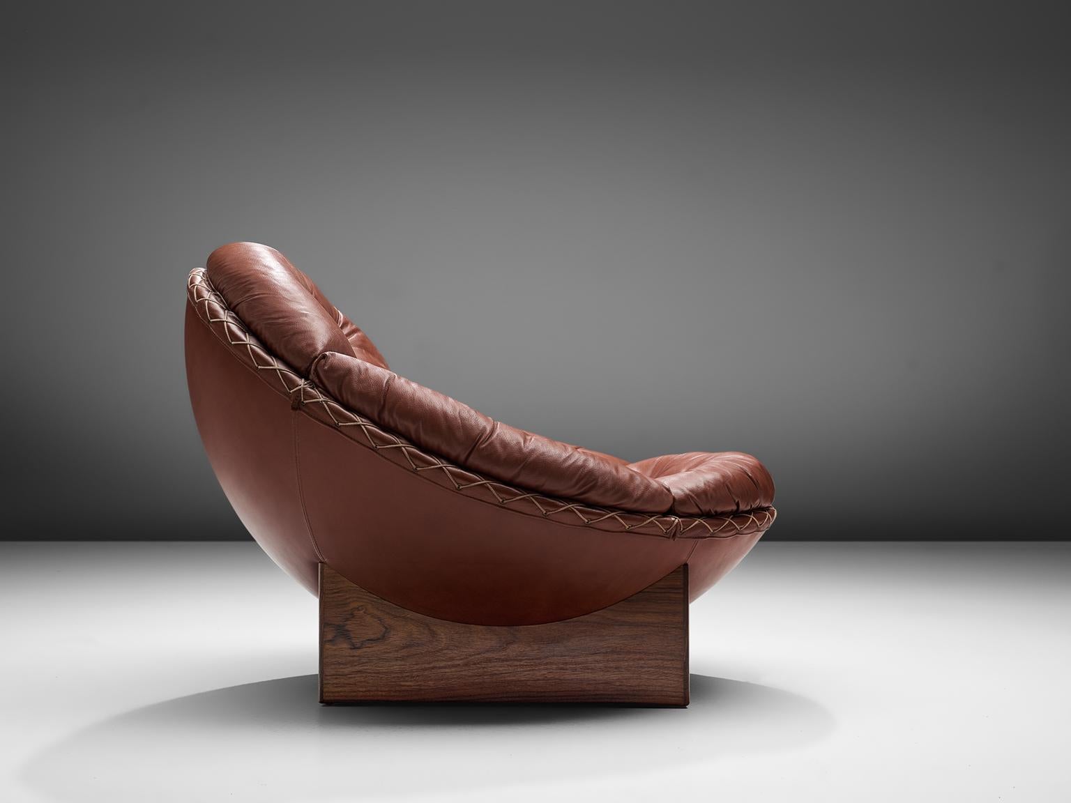 Danish Illum Wikkelsø Lounge Chair in Original Leather and Rosewood