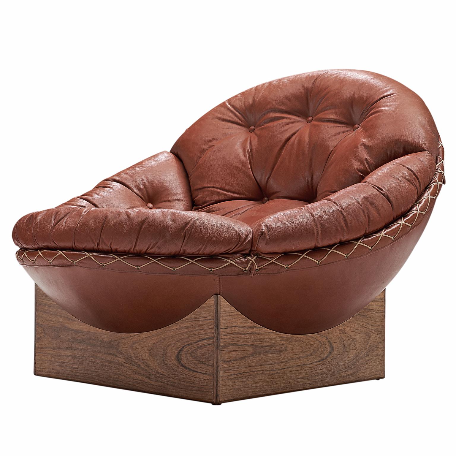 Illum Wikkelsø Lounge Chair in Original Leather and Rosewood