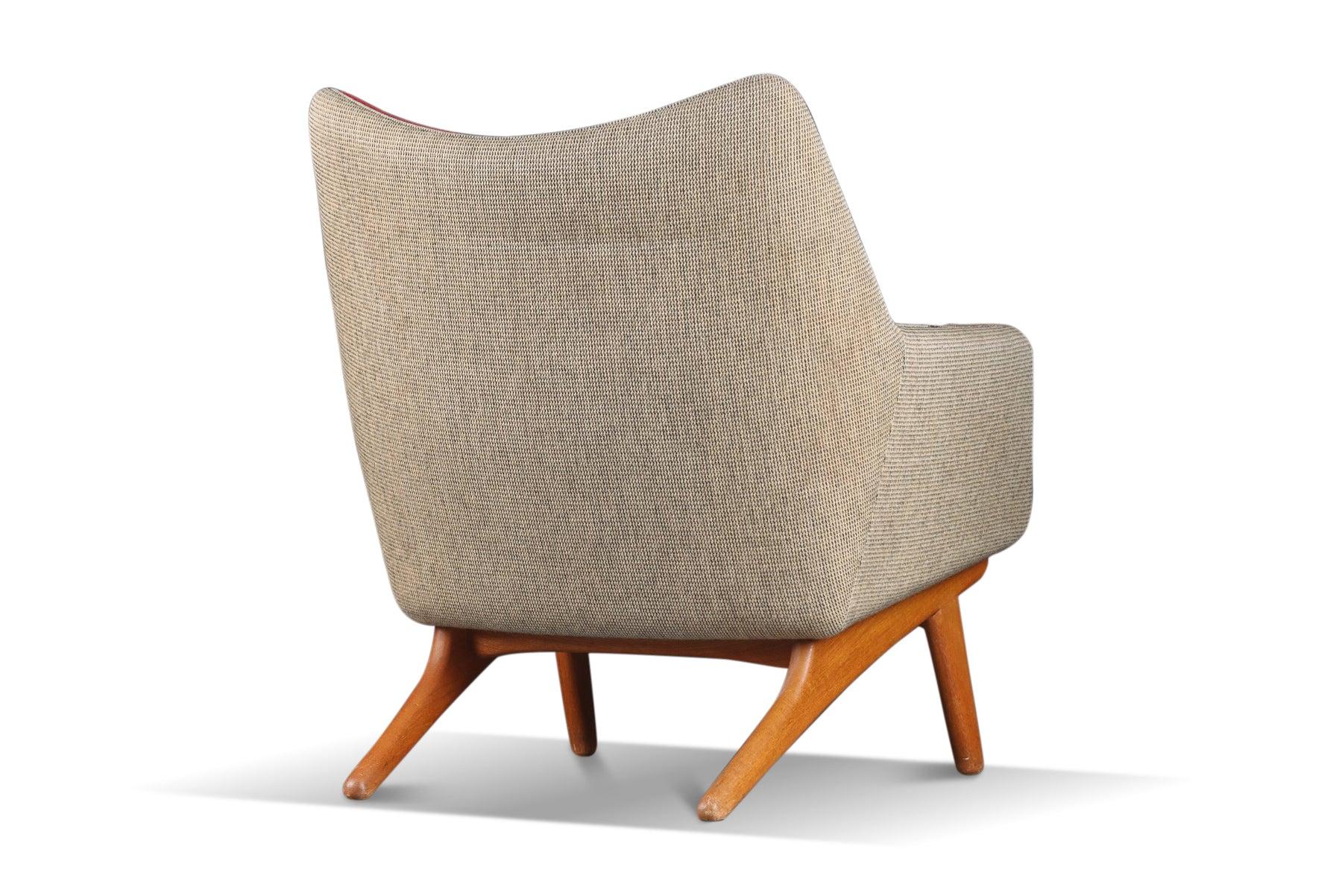 Danish Illum Wikkelsø Lounge Chair in Red + Cream Wool