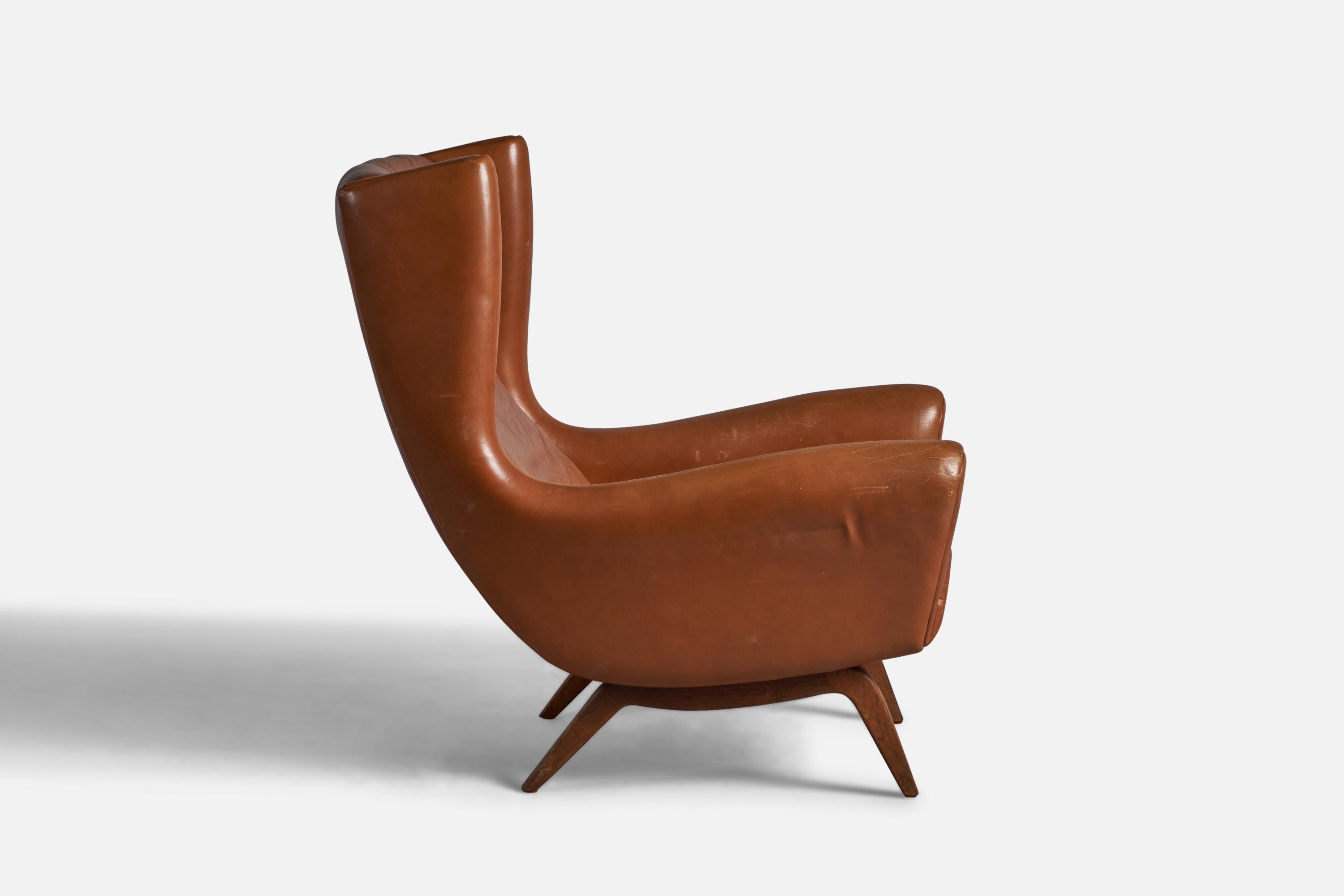 Mid-Century Modern Illum Wikkelsø, Lounge Chair, Leather, Rosewood, Denmark, 1960s