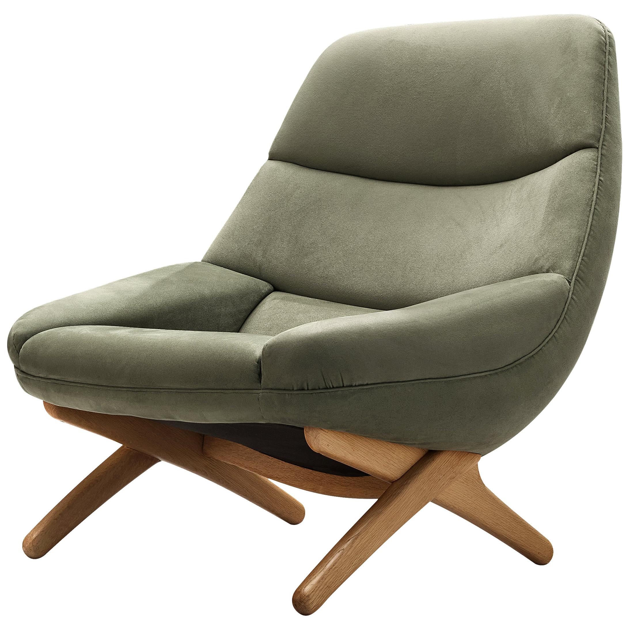 Illum Wikkelsø Lounge Chair ‘ML91’ in Soft Green Velour Upholstery
