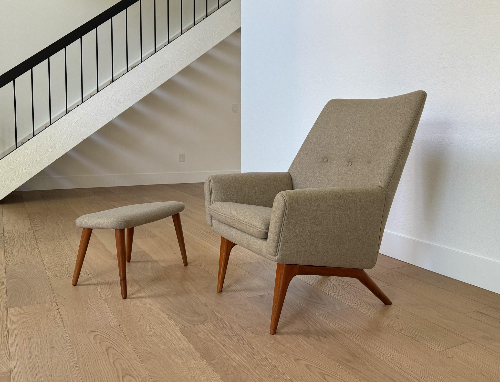 Fabric Illum Wikkelsø Lounge Chair & Ottoman for A. Mikael Laursen & Søn, Denmark, 60's
