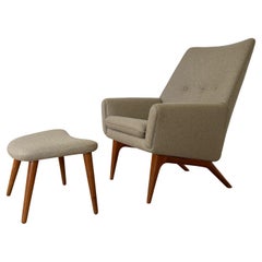 Illum Wikkelsø Lounge Chair & Ottoman for A. Mikael Laursen & Søn, Denmark, 60's