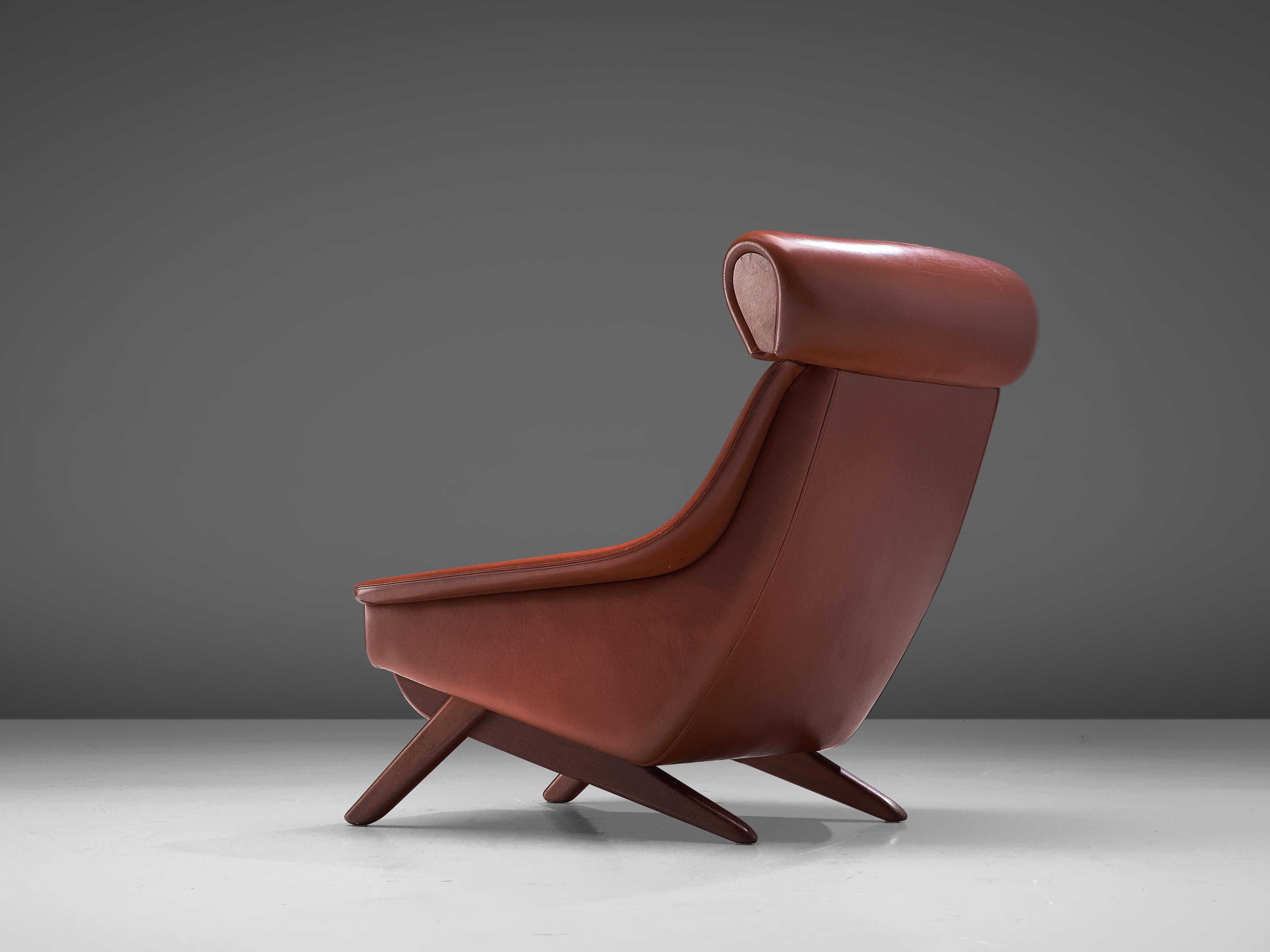 Mid-20th Century Illum Wikkelsø Lounge Chair ‘Ox’ in Red Leatherette