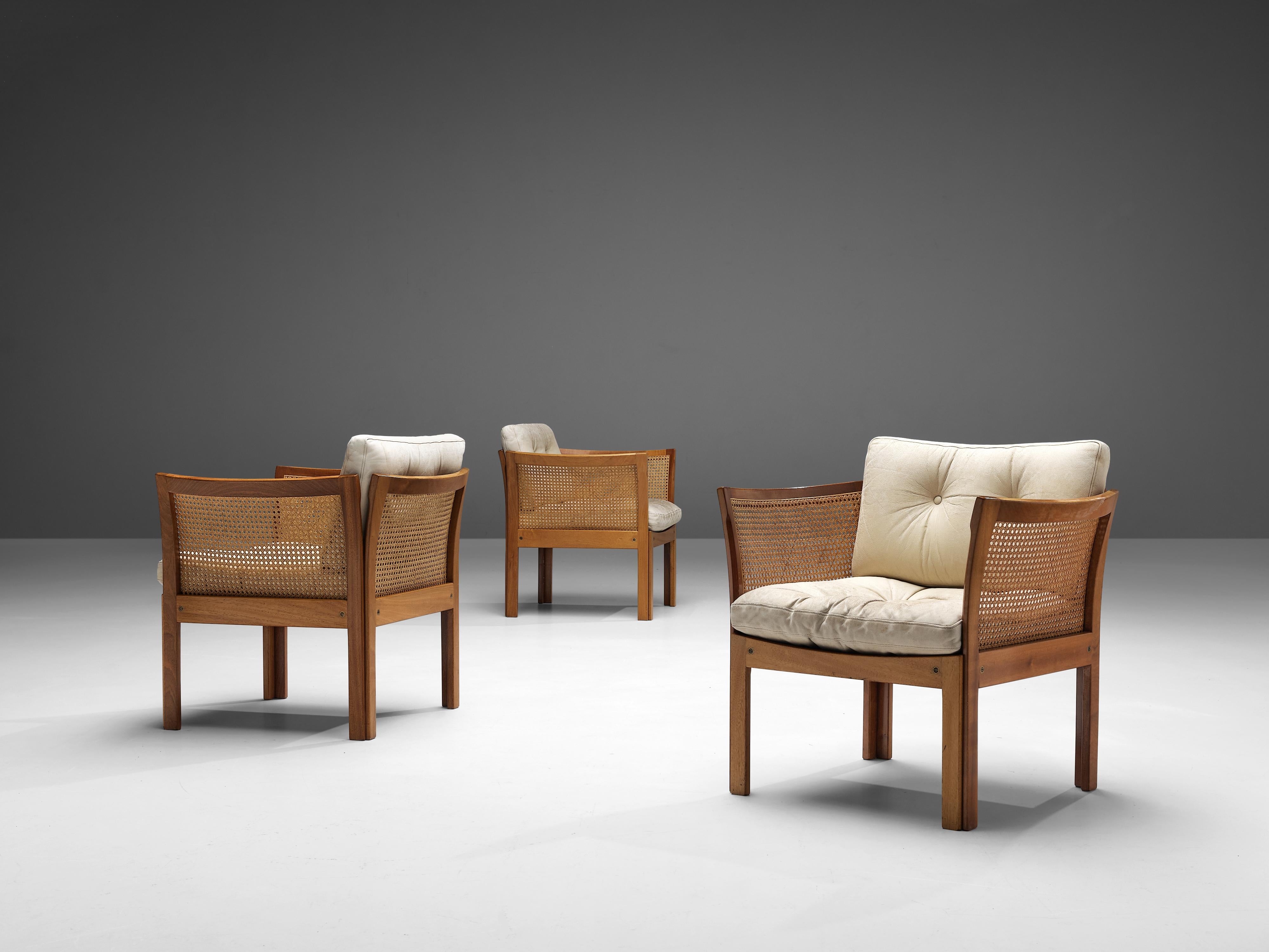 Danish Illum Wikkelsø Lounge Chairs in Mahogany and Cane