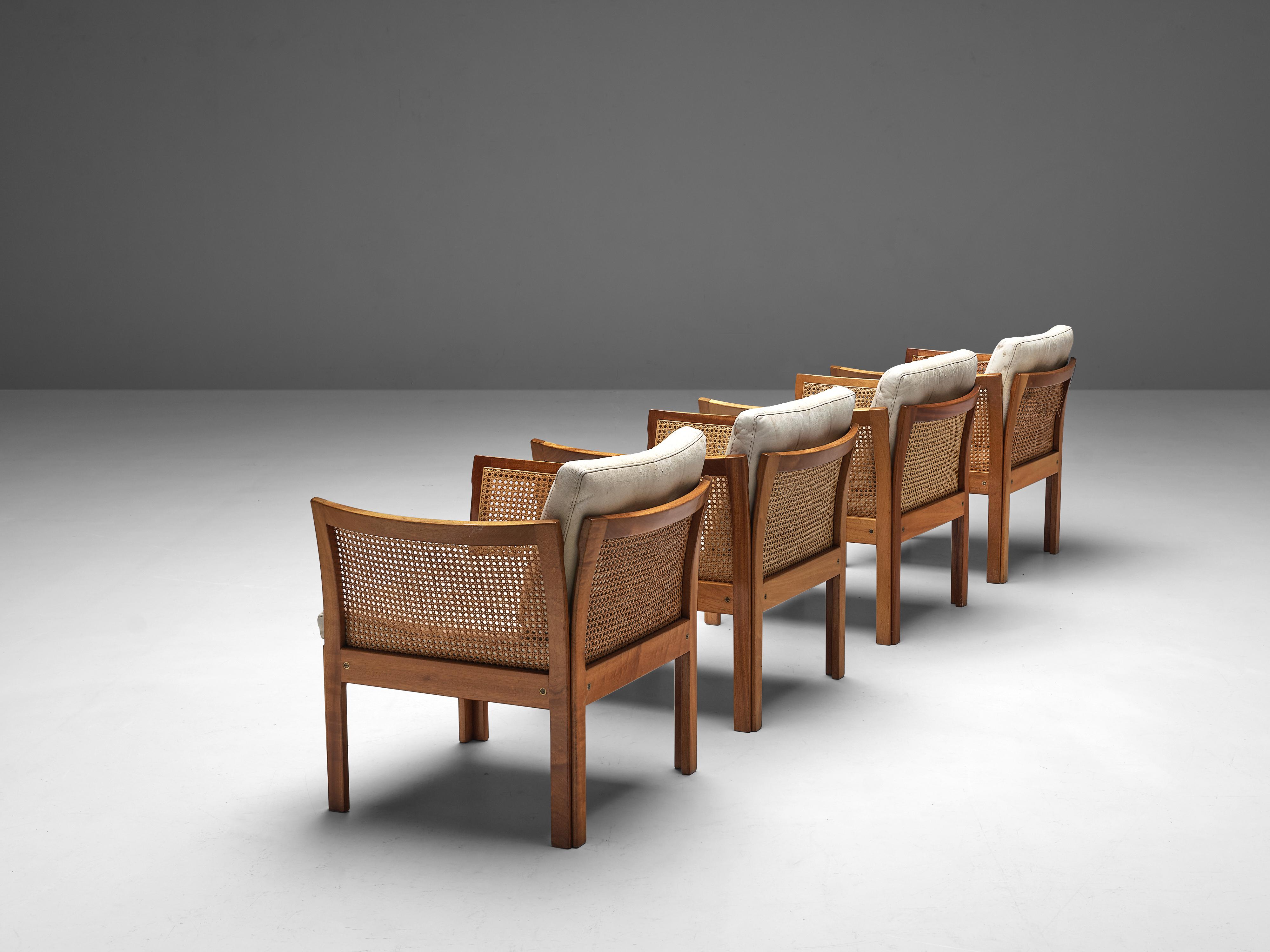 Illum Wikkelsø Lounge Chairs in Mahogany and Cane In Good Condition In Waalwijk, NL