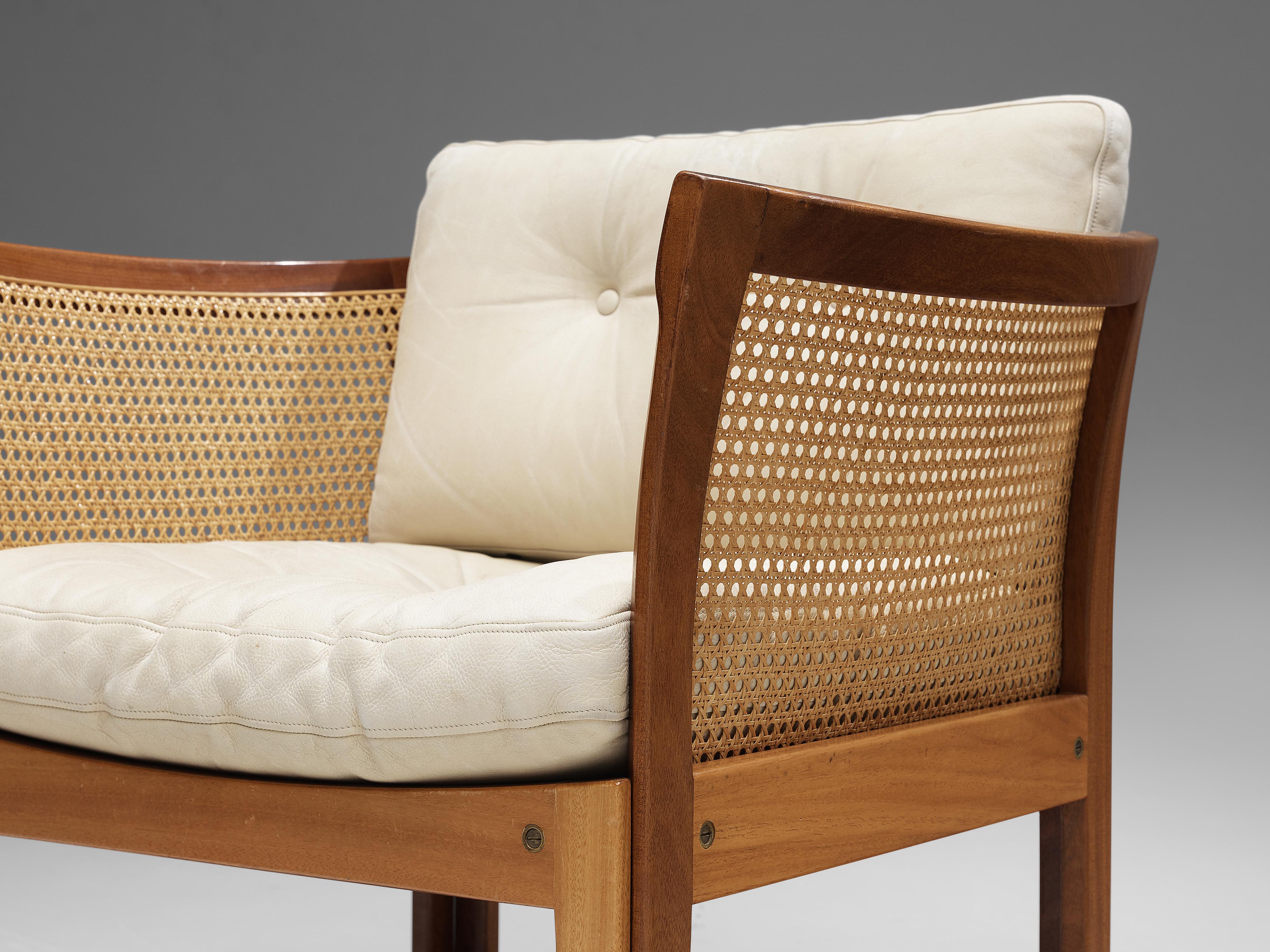 Mid-20th Century Illum Wikkelsø Lounge Chairs in Mahogany and Cane