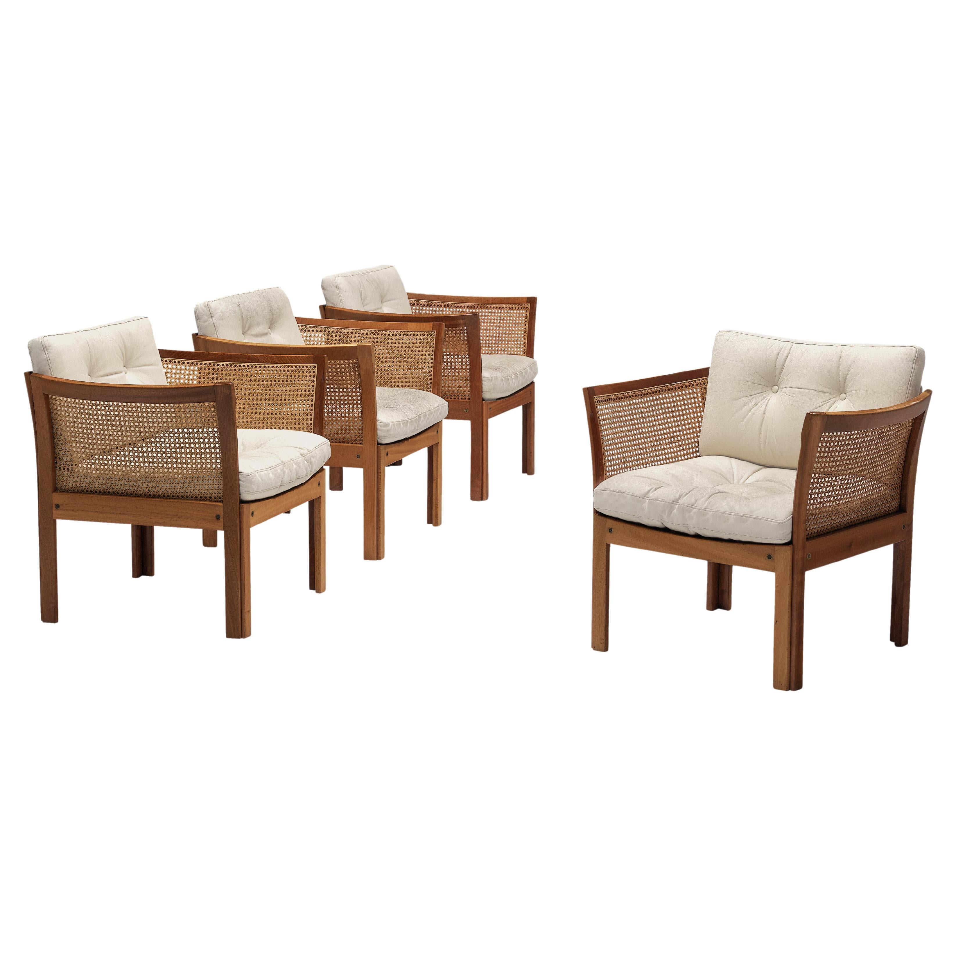 Illum Wikkelsø Lounge Chairs in Mahogany and Cane