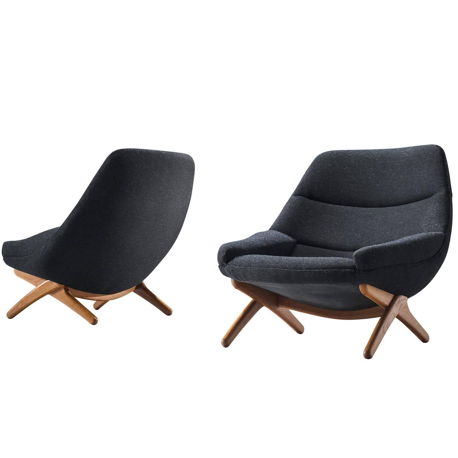 Illum Wikkelsø Lounge Chairs in Oak and Antracite Wool
