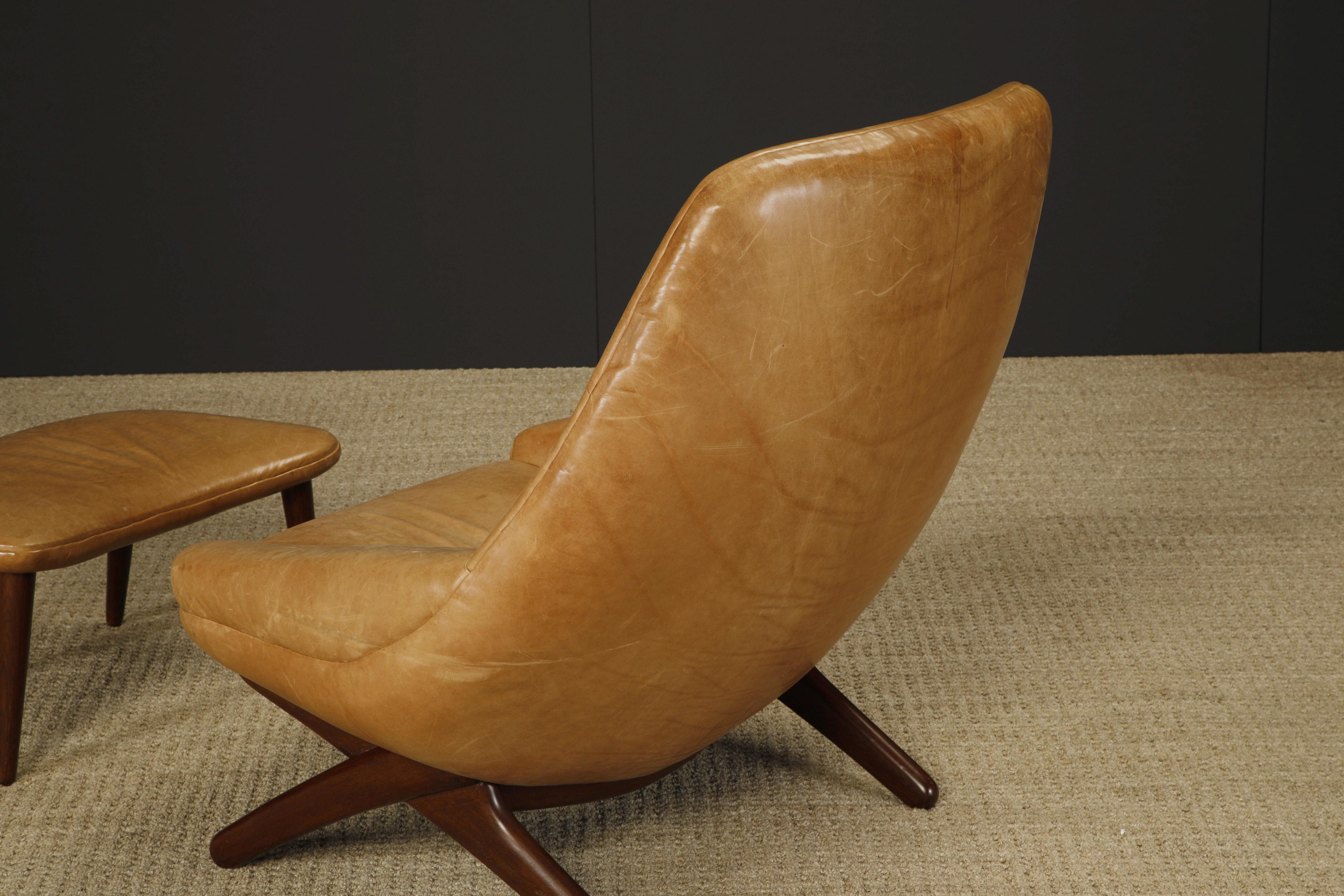 Illum Wikkelsø 'ML-91' Leather Lounge Chair and Ottoman, Denmark, circa 1960 4
