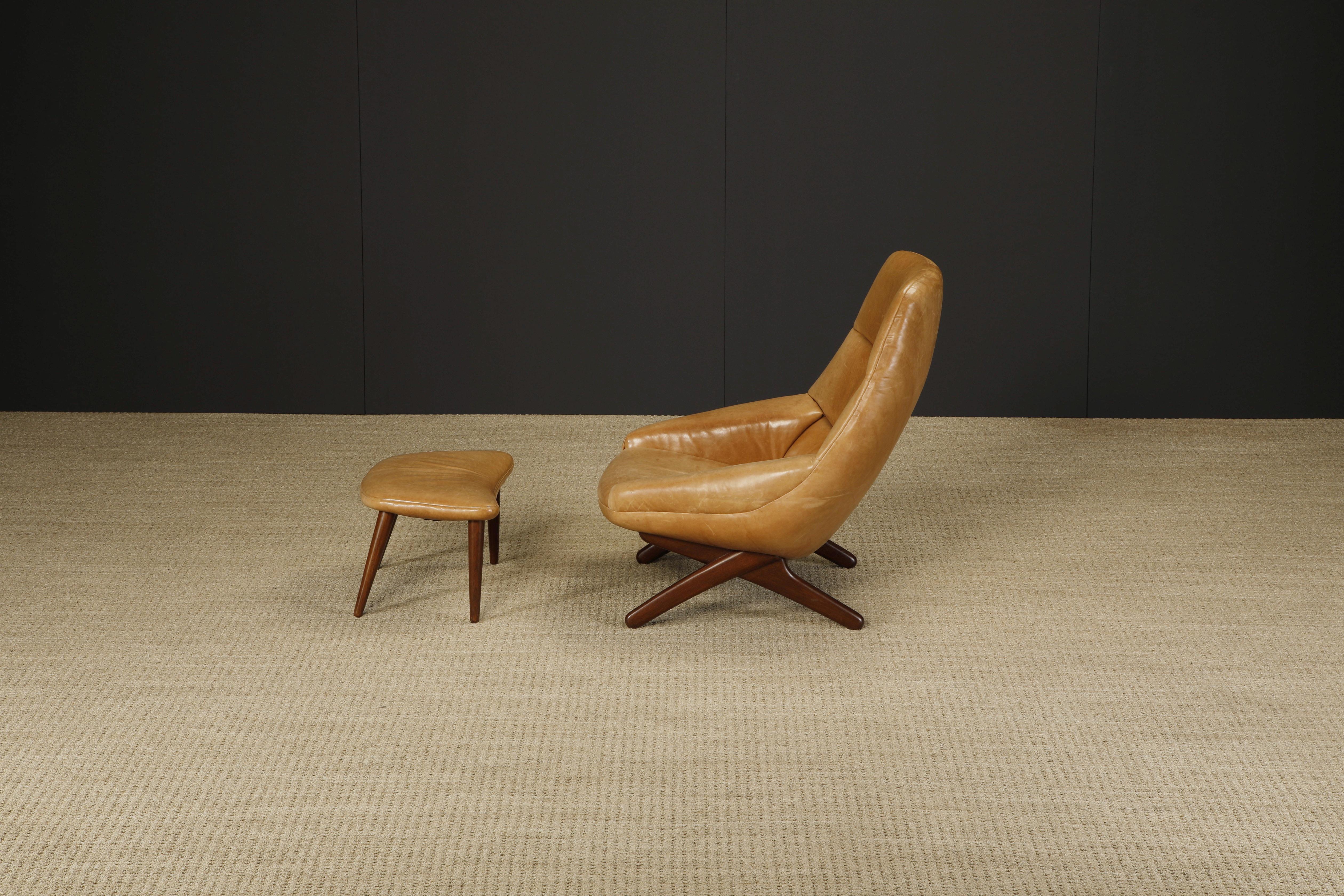Illum Wikkelsø 'ML-91' Leather Lounge Chair and Ottoman, Denmark, circa 1960 7