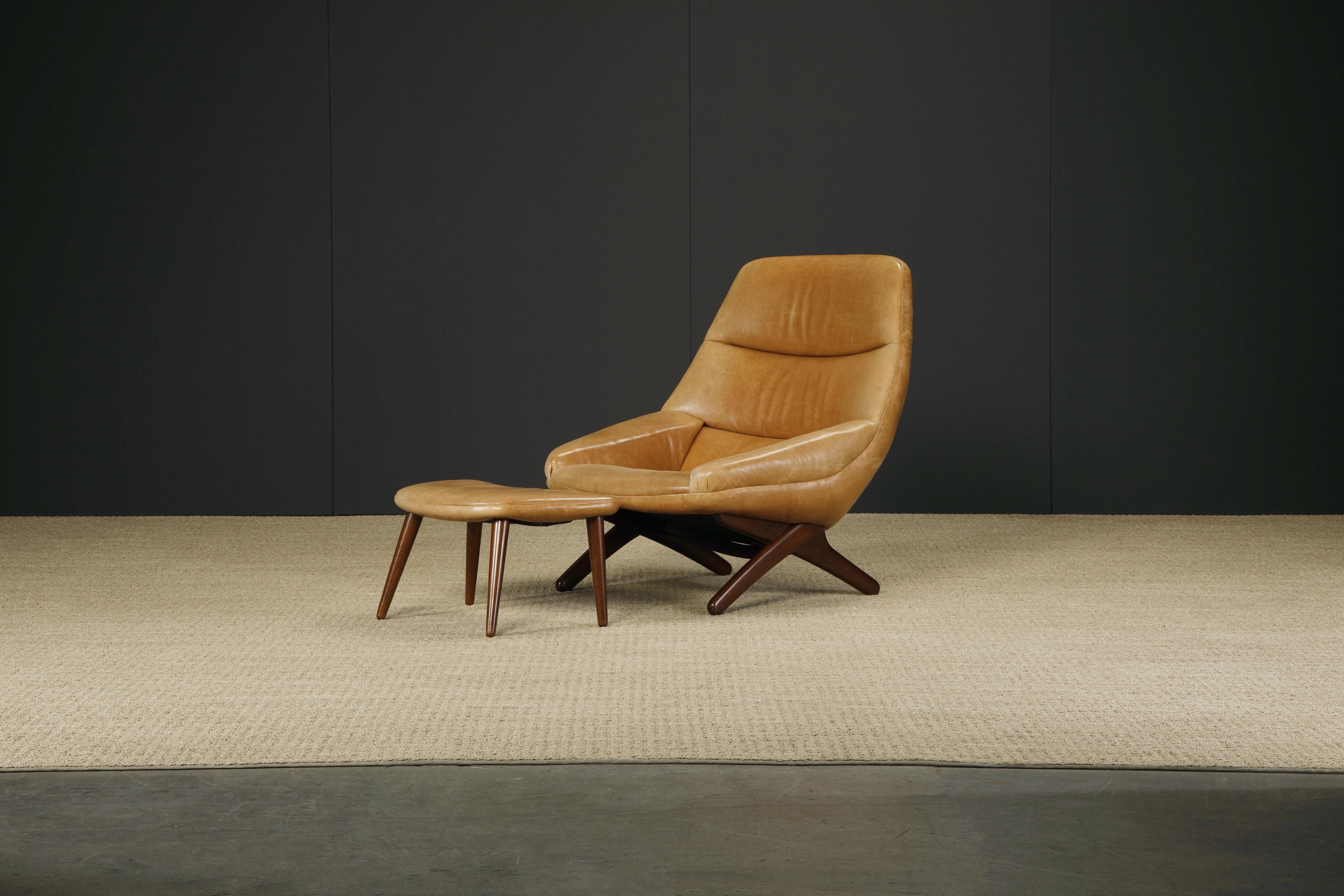 Illum Wikkelsø 'ML-91' Leather Lounge Chair and Ottoman, Denmark, circa 1960 8