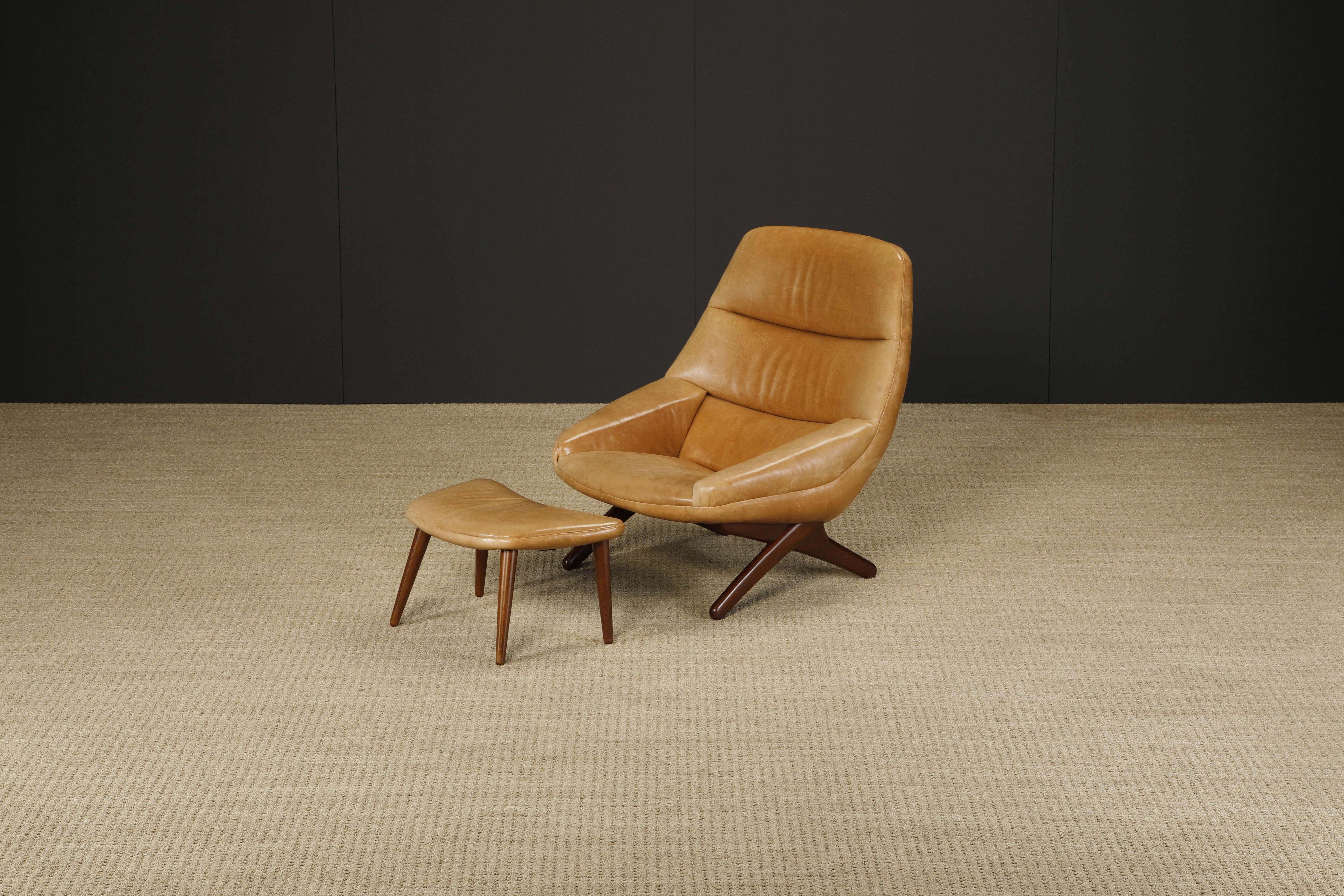 Illum Wikkelsø 'ML-91' Leather Lounge Chair and Ottoman, Denmark, circa 1960 9