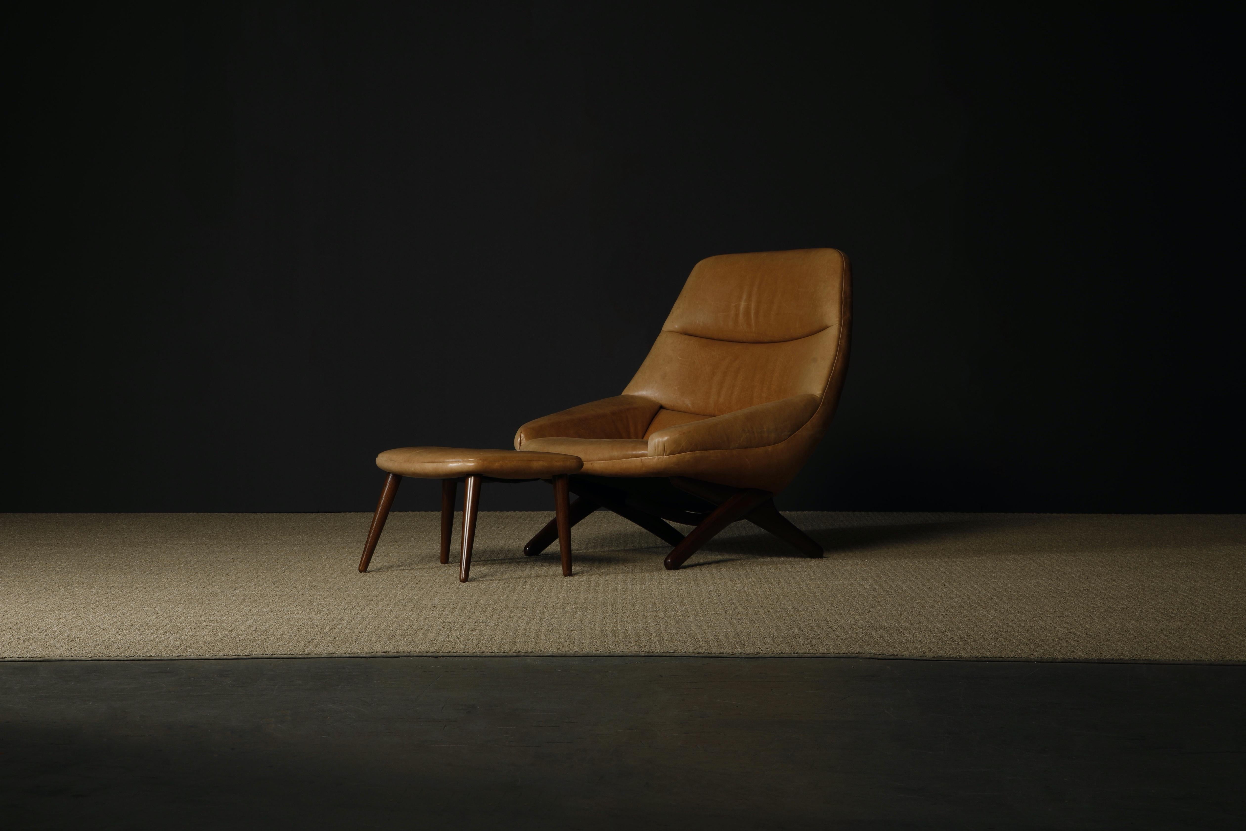 Illum Wikkelsø 'ML-91' Leather Lounge Chair and Ottoman, Denmark, circa 1960 13