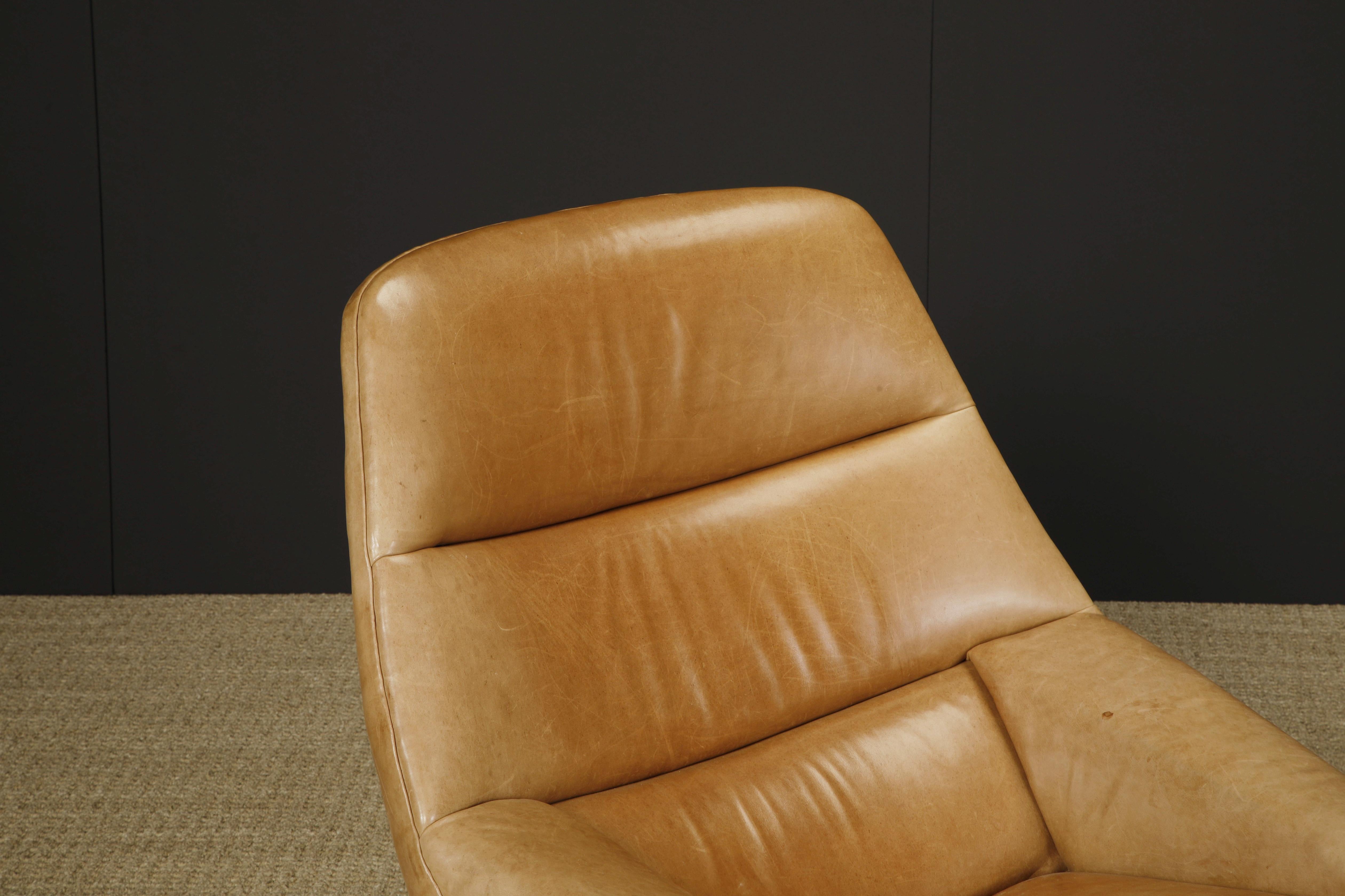 Mid-Century Modern Illum Wikkelsø 'ML-91' Leather Lounge Chair and Ottoman, Denmark, circa 1960