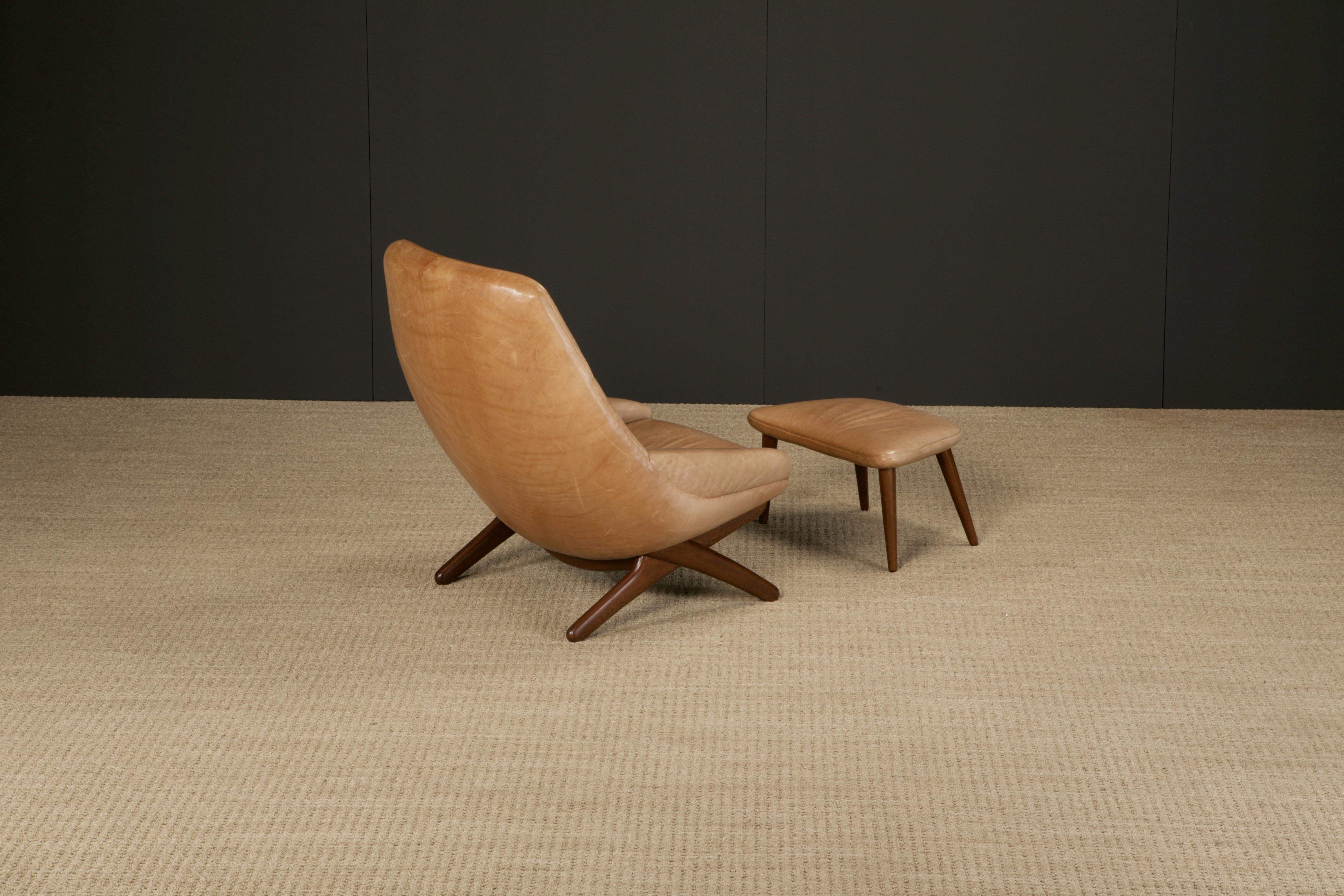 Illum Wikkelsø 'ML-91' Leather Lounge Chair and Ottoman, Denmark, circa 1960 1
