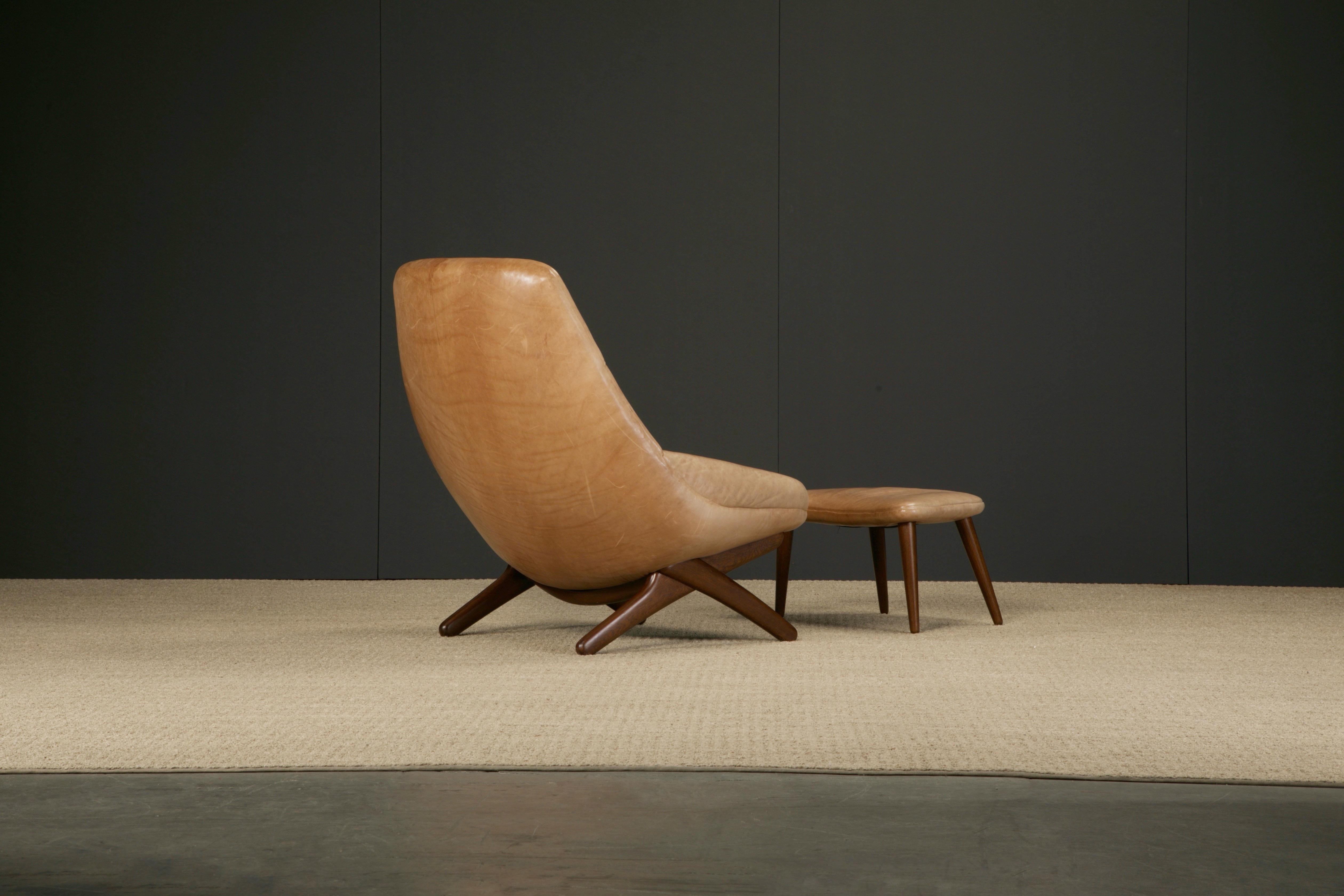 Illum Wikkelsø 'ML-91' Leather Lounge Chair and Ottoman, Denmark, circa 1960 2