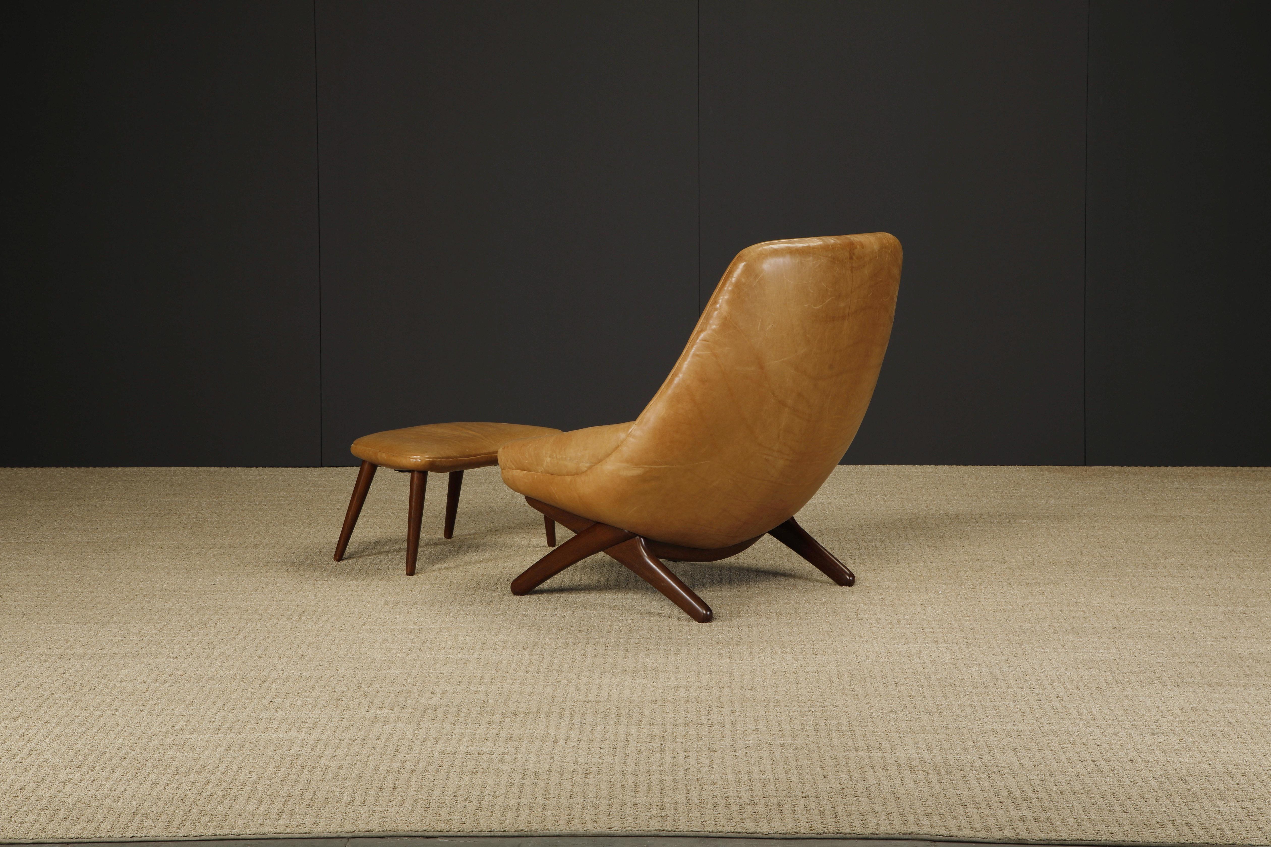 Illum Wikkelsø 'ML-91' Leather Lounge Chair and Ottoman, Denmark, circa 1960 3