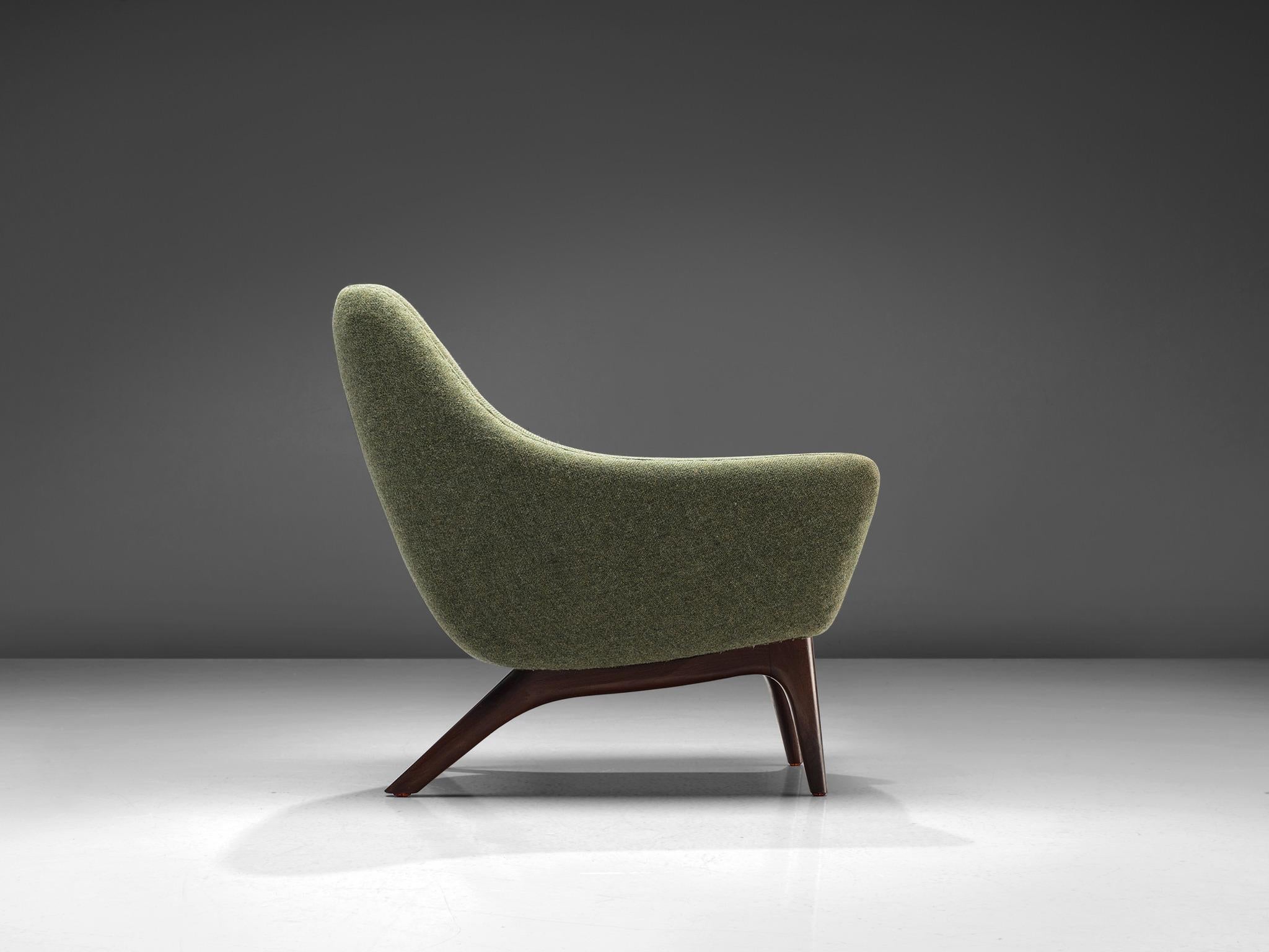 Scandinavian Modern Illum Wikkelsø ML90 Lounge Chair in Green Wool