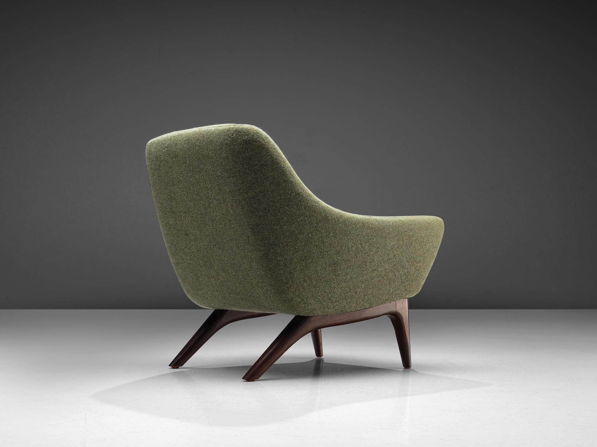 Danish Illum Wikkelsø ML90 Lounge Chair in Green Wool