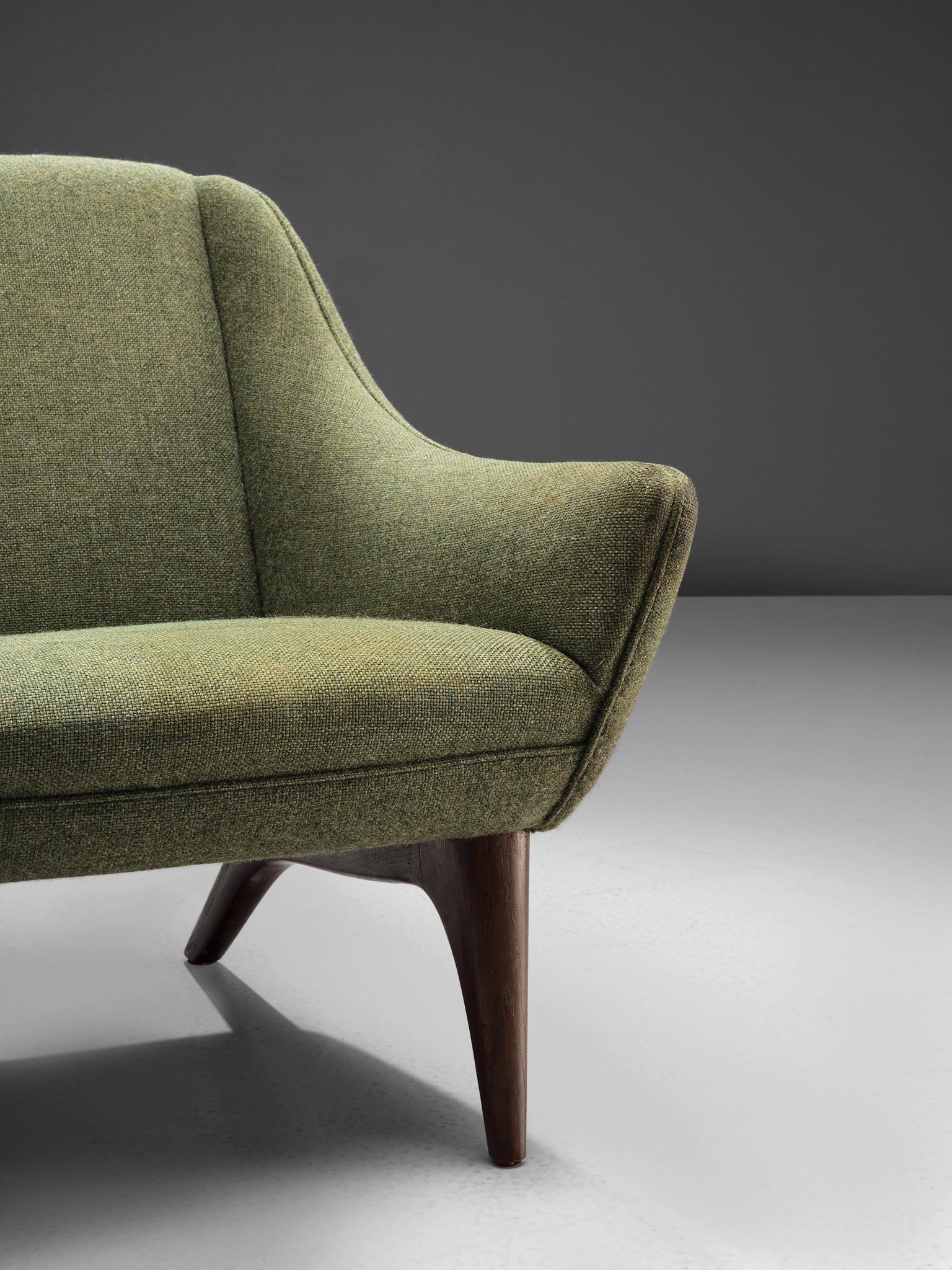 Illum Wikkelsø ML90 Lounge Chair in Green Wool In Good Condition In Waalwijk, NL