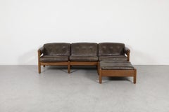Illum Wikkelsø Model 380 Brown Leather Three-Seat Sofa, 1970s