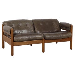Illum Wikkelsø Modell 380, dänisches Ledersofa für zwei Personen, 1970er Jahre