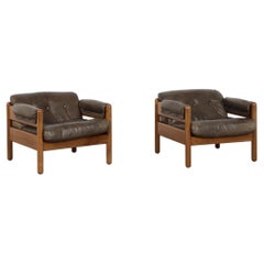 Illum Wikkelsø Modell 380 – Loungesessel aus gebeizter Eiche und Leder, Paar