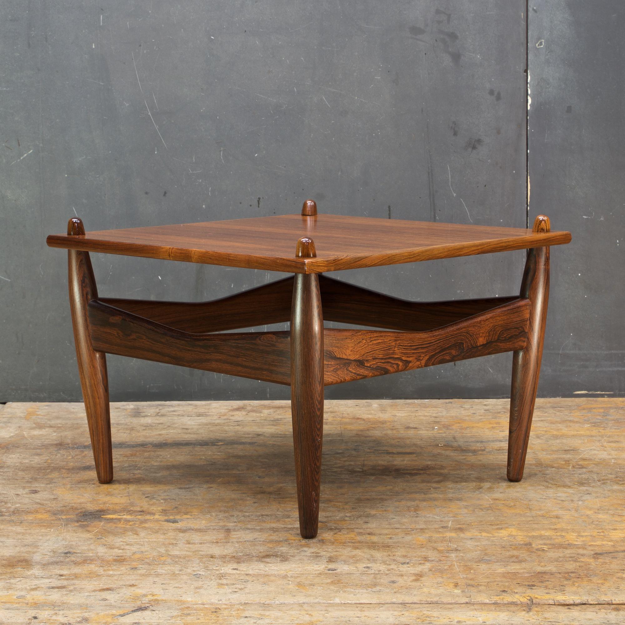 Very rare Brazilian rosewood Danish designed square side table.