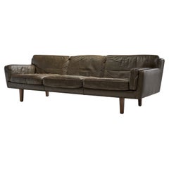 Illum Wikkelsø Model V11 Leather Sofa for Holger Christiansen, Denmark, 1960s