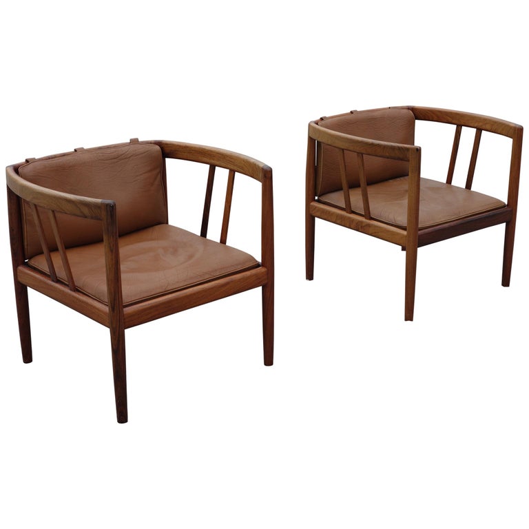 Illum Wikkelsø Original Condition Rosewood Armchairs from Holger