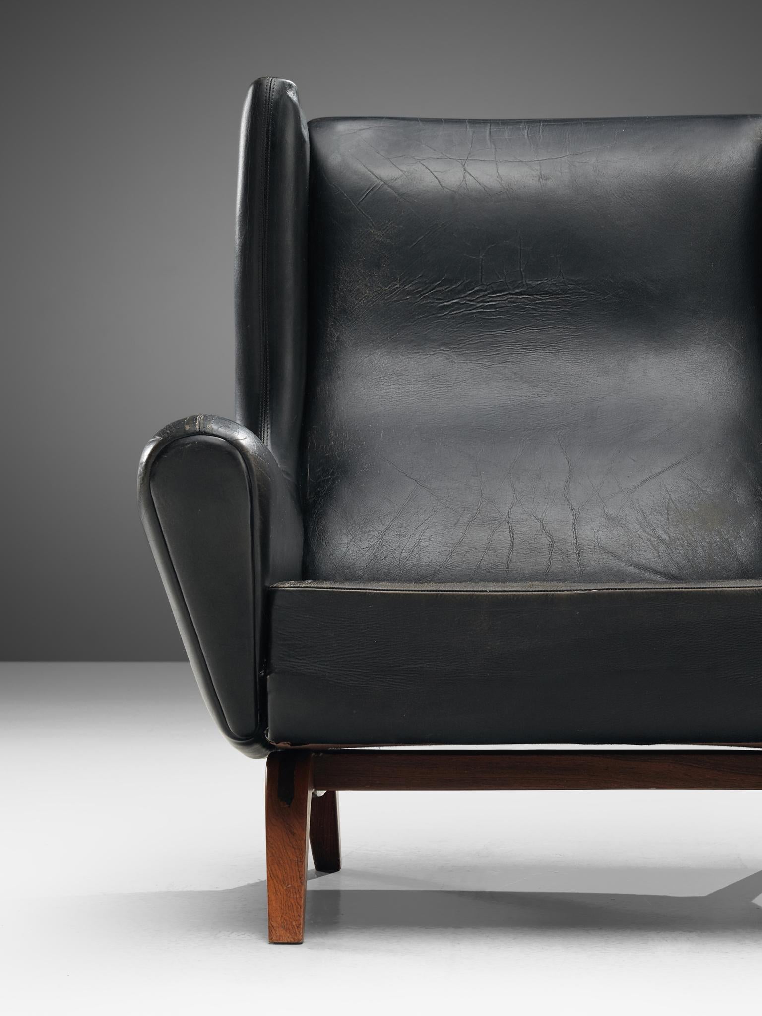 Danish Illum Wikkelsø Original Leather Lounge Chair