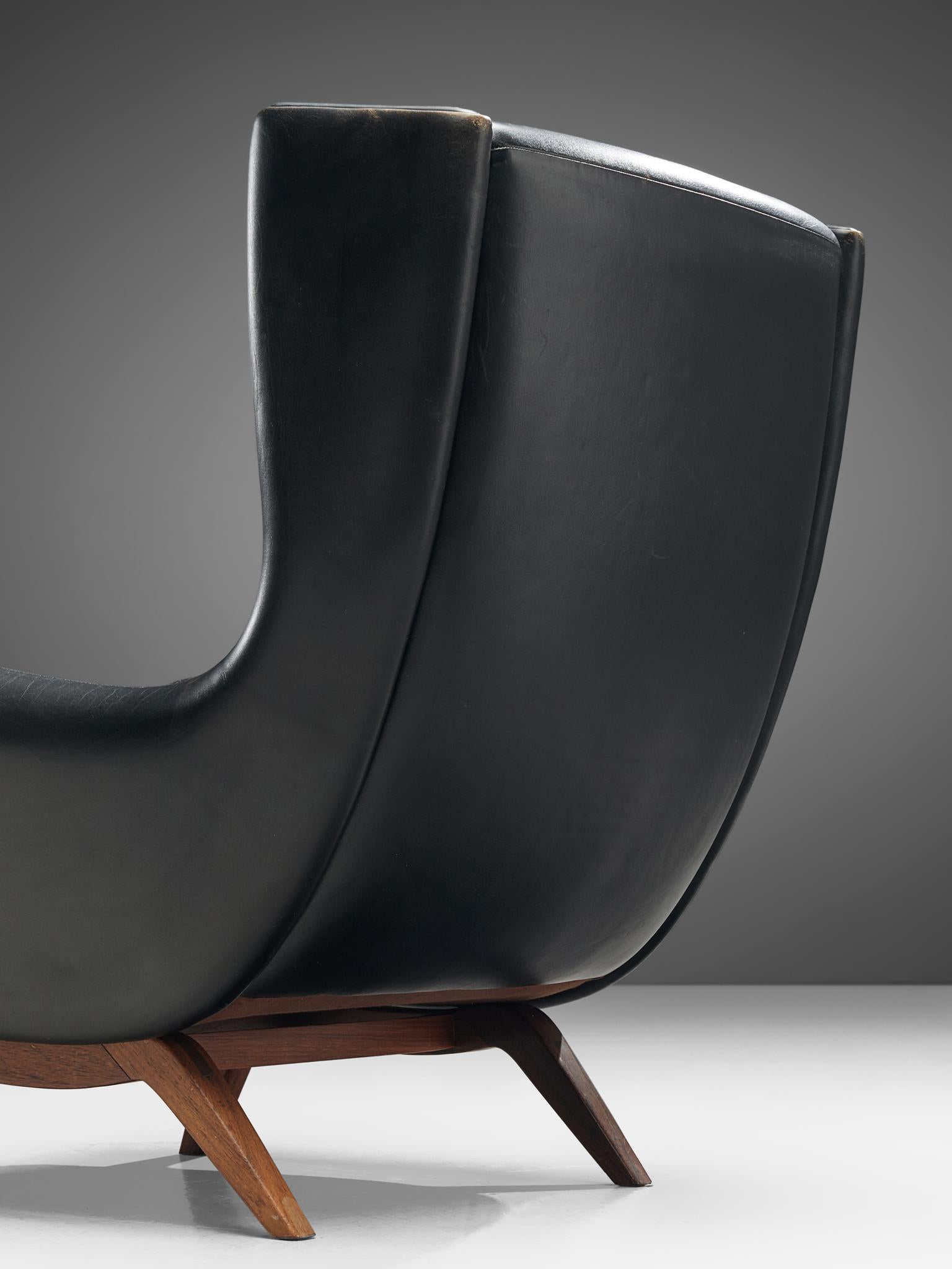 Illum Wikkelsø Original Leather Lounge Chair In Fair Condition In Waalwijk, NL