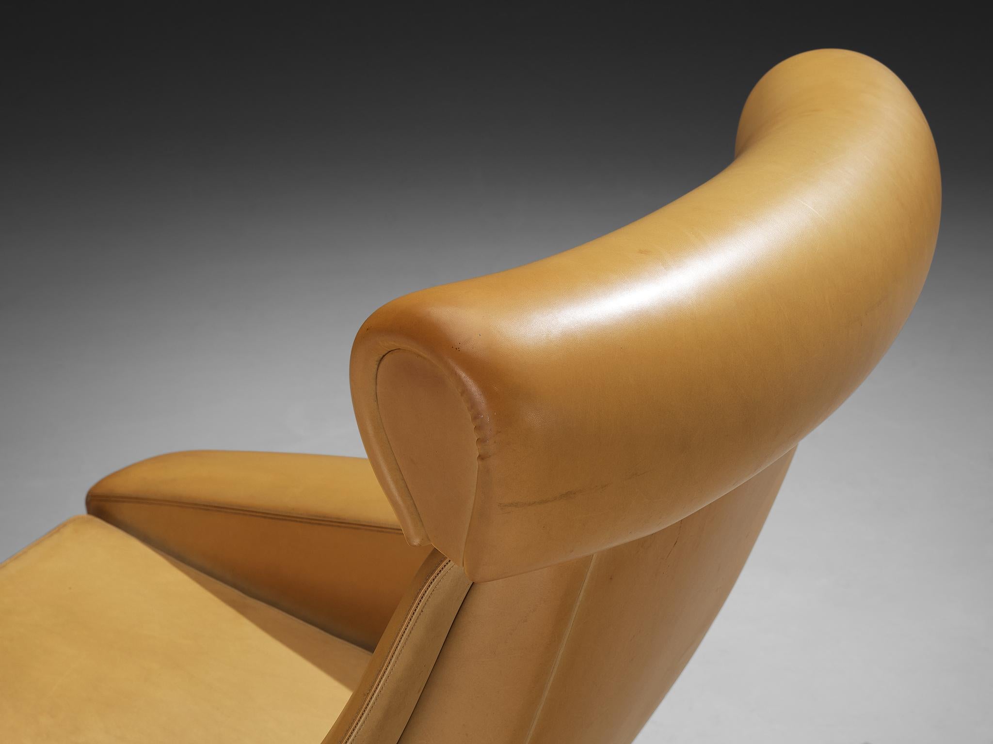 Illum Wikkelsø 'Ox' Easy Chair in Honey Yellow Upholstery and Walnut 2