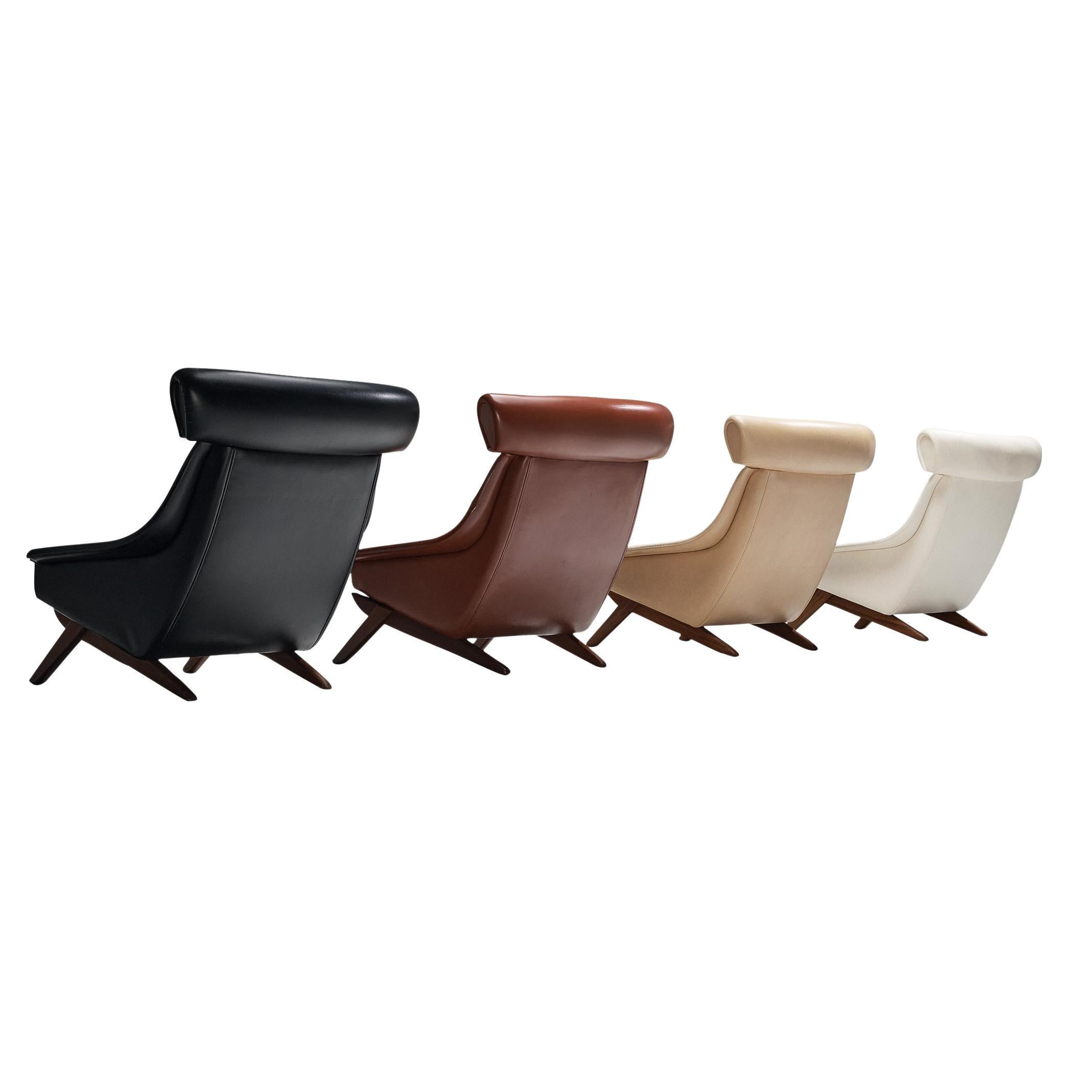 Illum Wikkelsø 'Ox' Easy Chairs in Leatherette and Teak