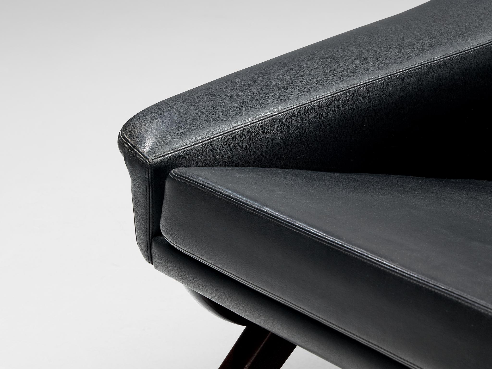 Faux Leather Illum Wikkelsø 'Ox' Lounge Chair in Black Leatherette  For Sale