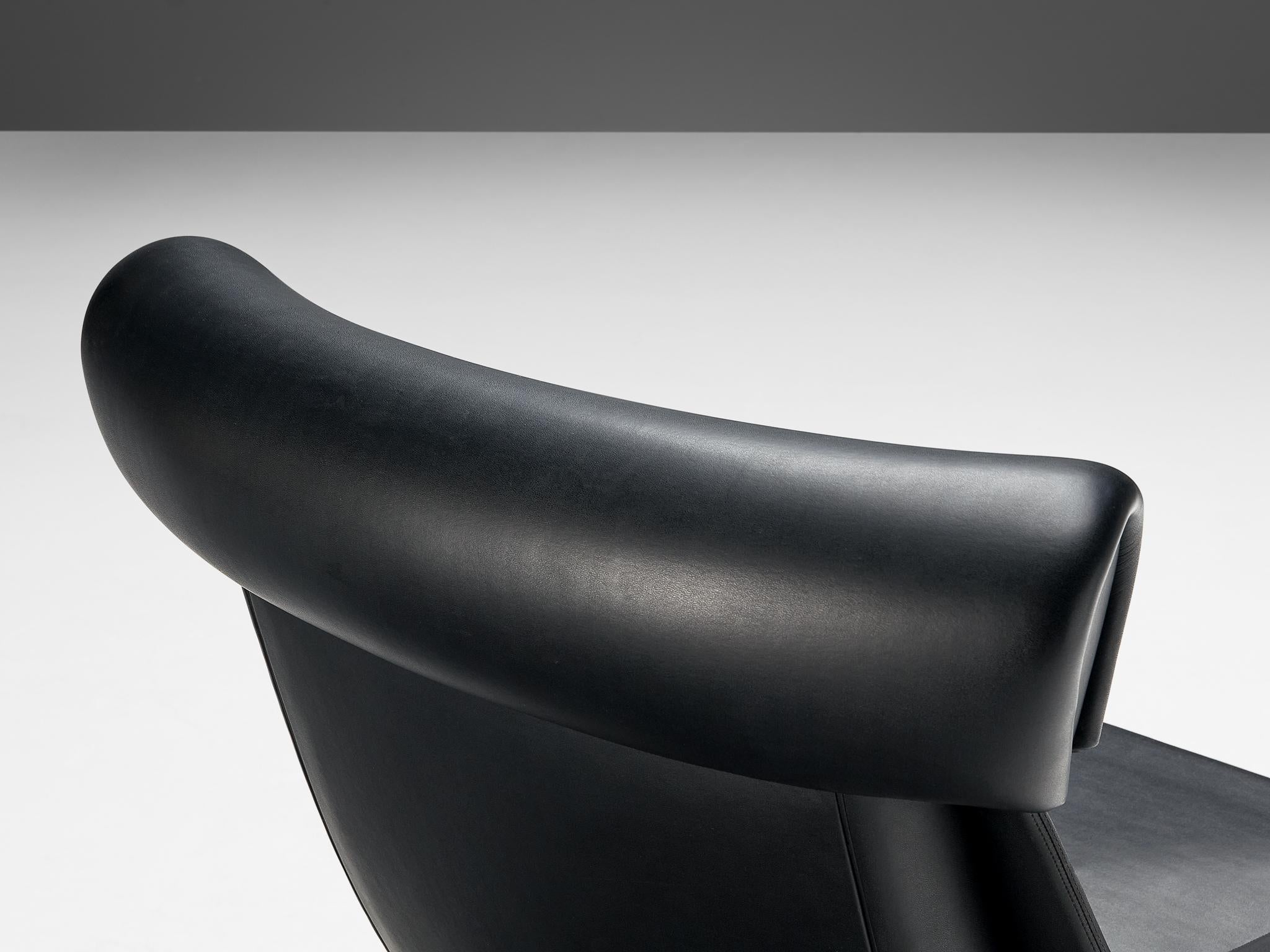 Illum Wikkelsø 'Ox' Lounge Chair in Black Leatherette  For Sale 1