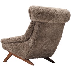 Illum Wikkelsø „Ox“ Lounge-Sessel aus grauem Schafsleder