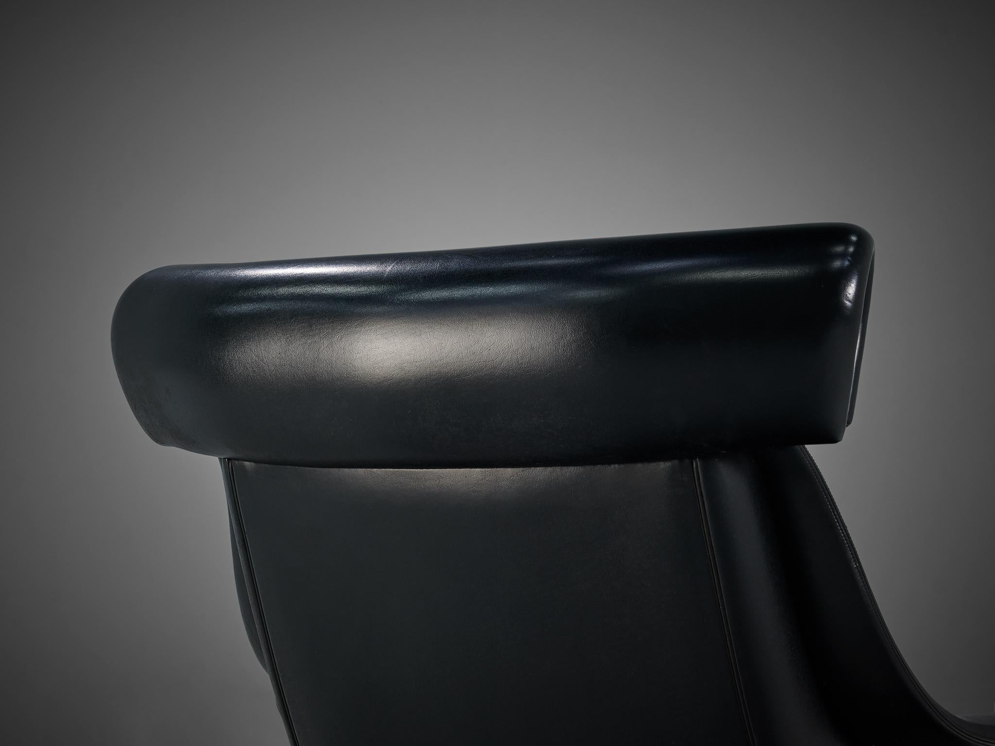 Illum Wikkelsø Pair of Easy Chairs in Black Upholstery and Teak 1
