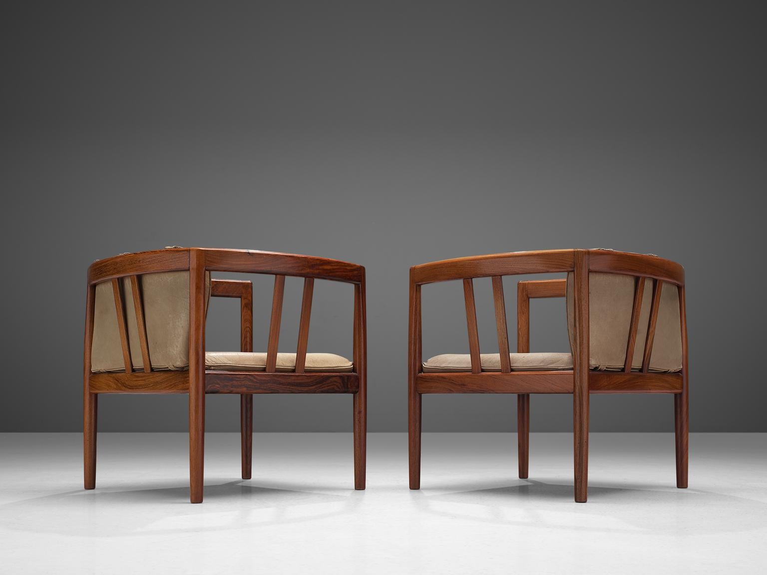 Mid-Century Modern Illum Wikkelsø Pair of Rosewood Easy Chairs in Original Buffalo Leather