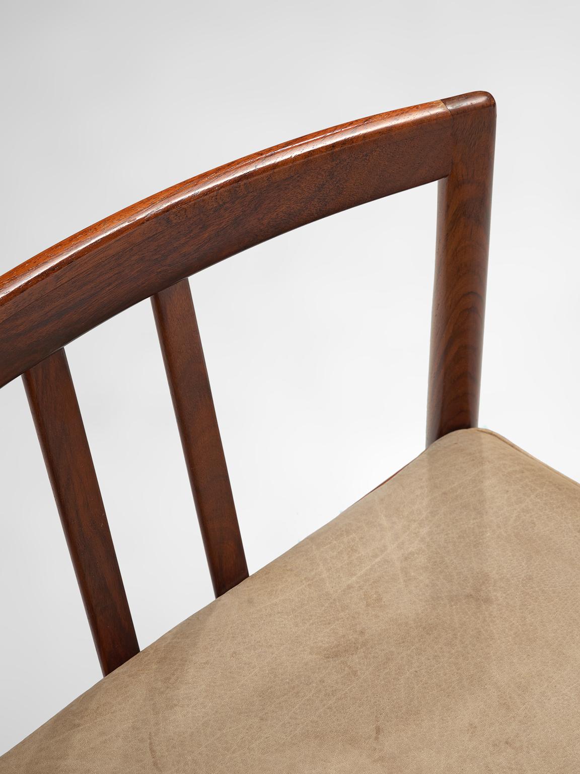 Mid-20th Century Illum Wikkelsø Pair of Rosewood Easy Chairs in Original Buffalo Leather