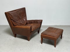 Illum Wikkelsø Pyramid Chair and Ottoman for Holger Christiansen