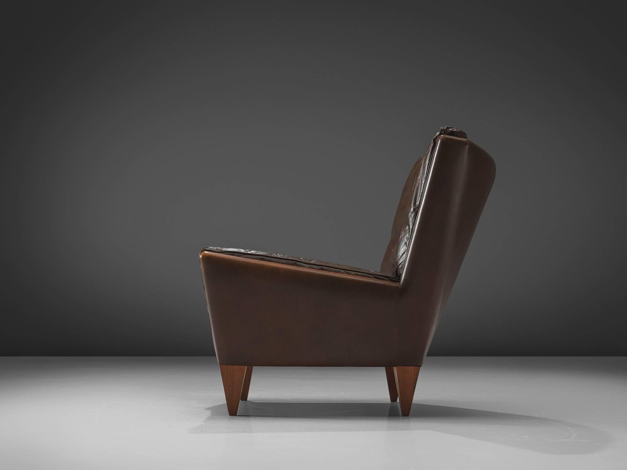 Mid-Century Modern Illum Wikkelsø 'Pyramid' Chair in Teak and Leather