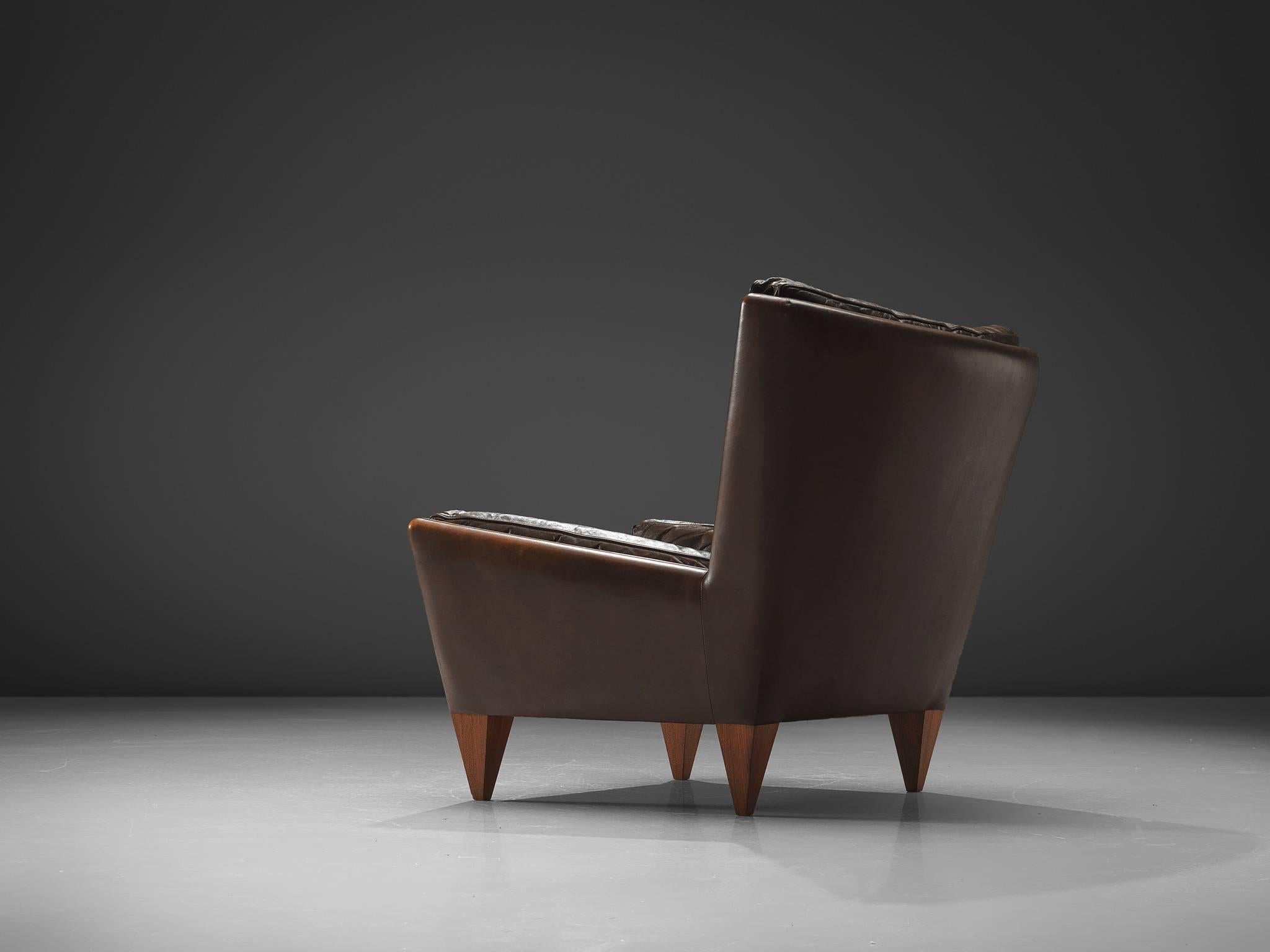 Danish Illum Wikkelsø 'Pyramid' Chair in Teak and Leather
